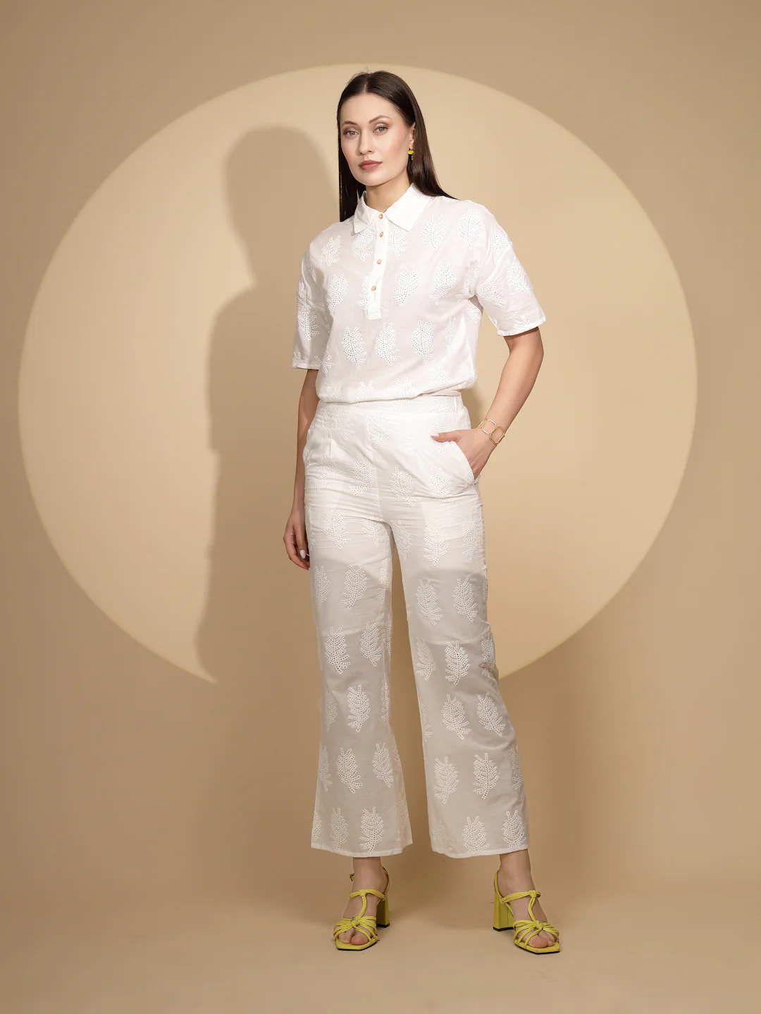 White Cotton Regular Fit Lower - Image 6