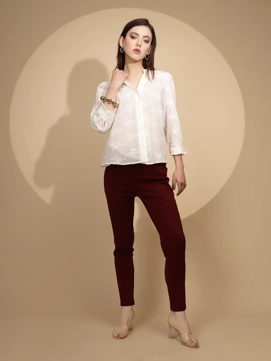 White Embroidered Cotton Shirt - Image 4