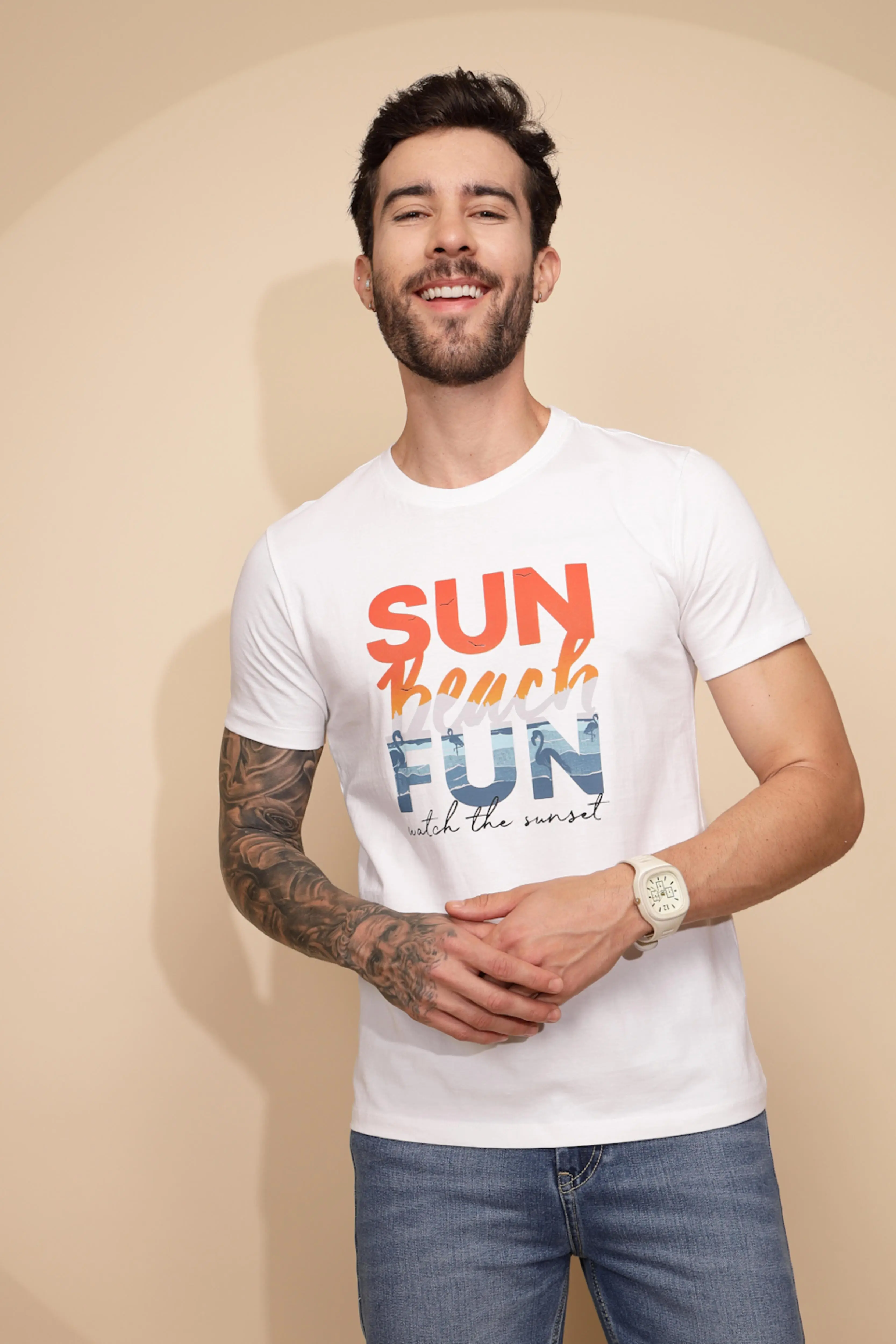 White Cotton Regular Fit T-Shirt