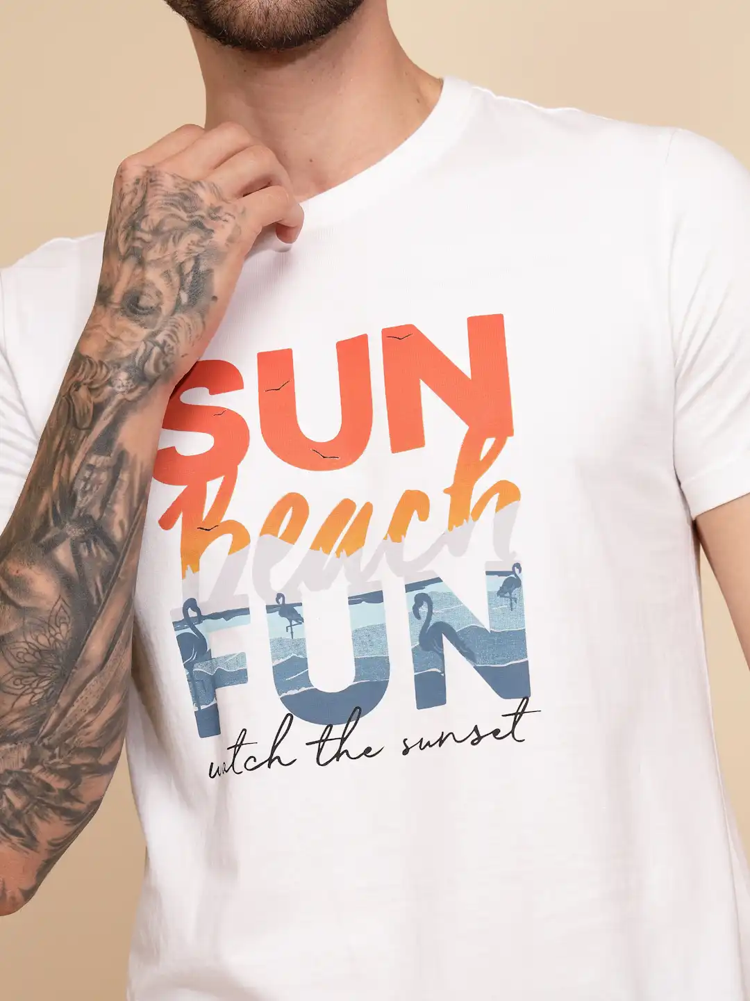 White Cotton Regular Fit T-Shirt - Image 11