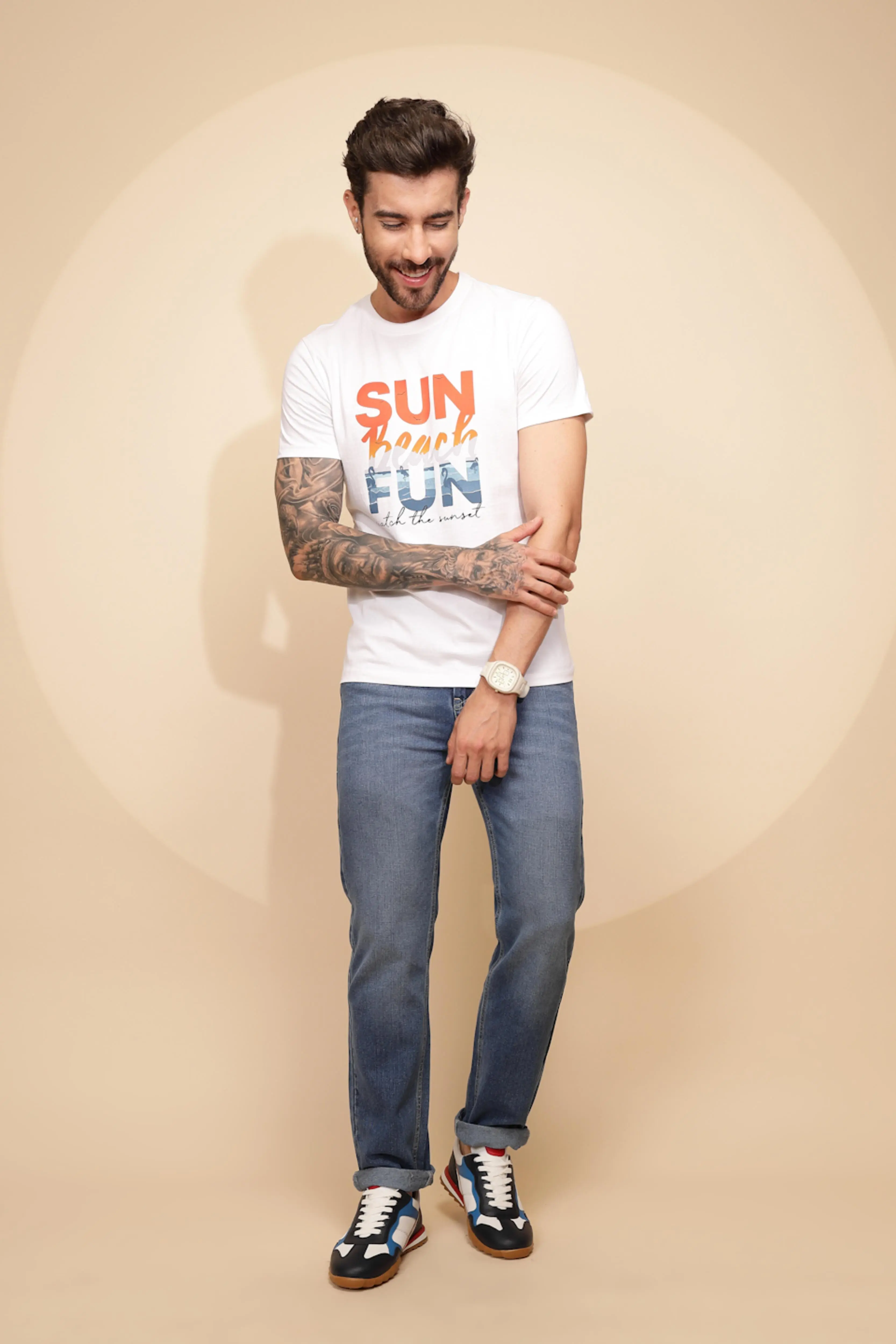 White Cotton Regular Fit T-Shirt - Image 7