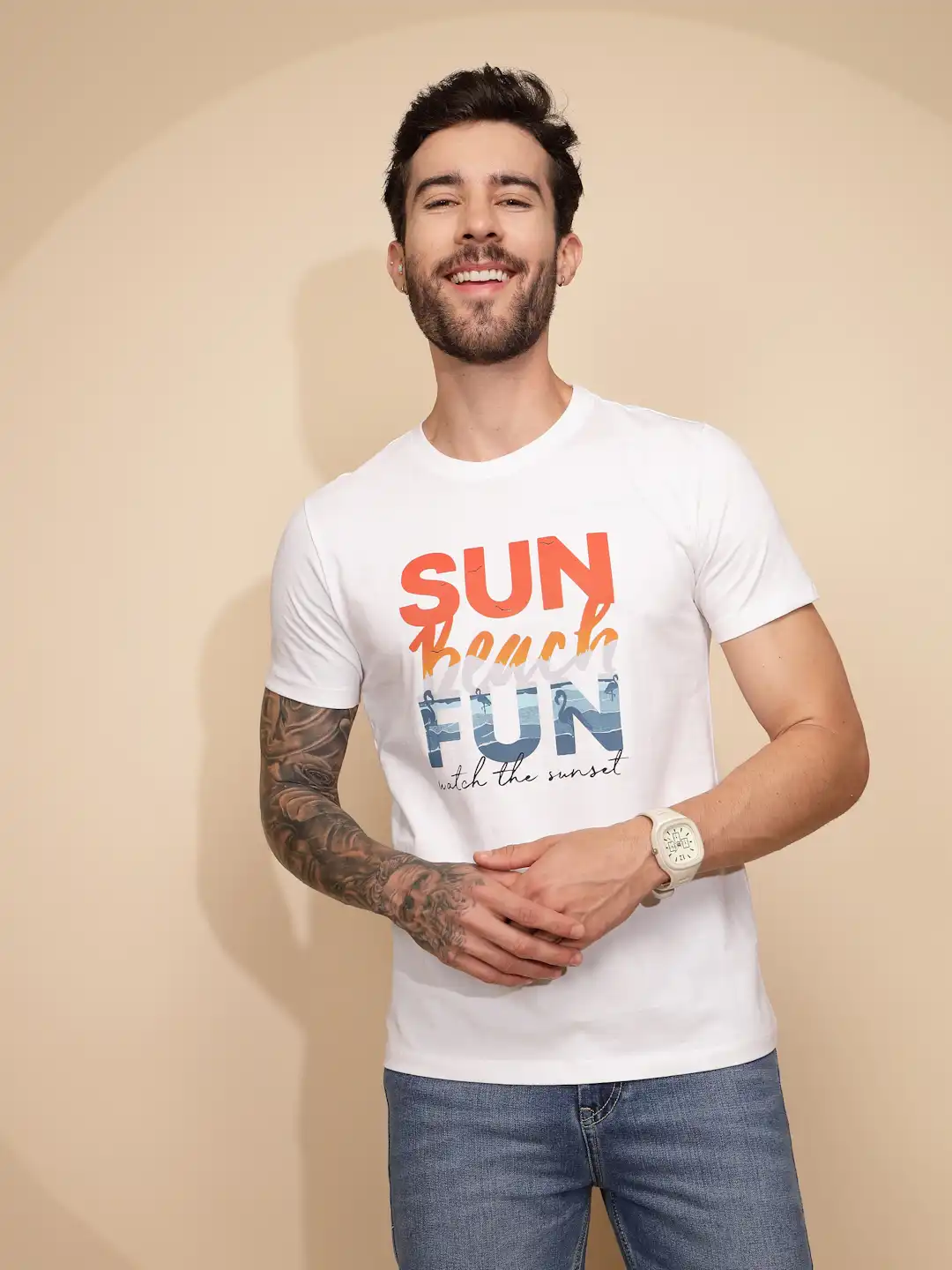 White Cotton Regular Fit T-Shirt - Image 8