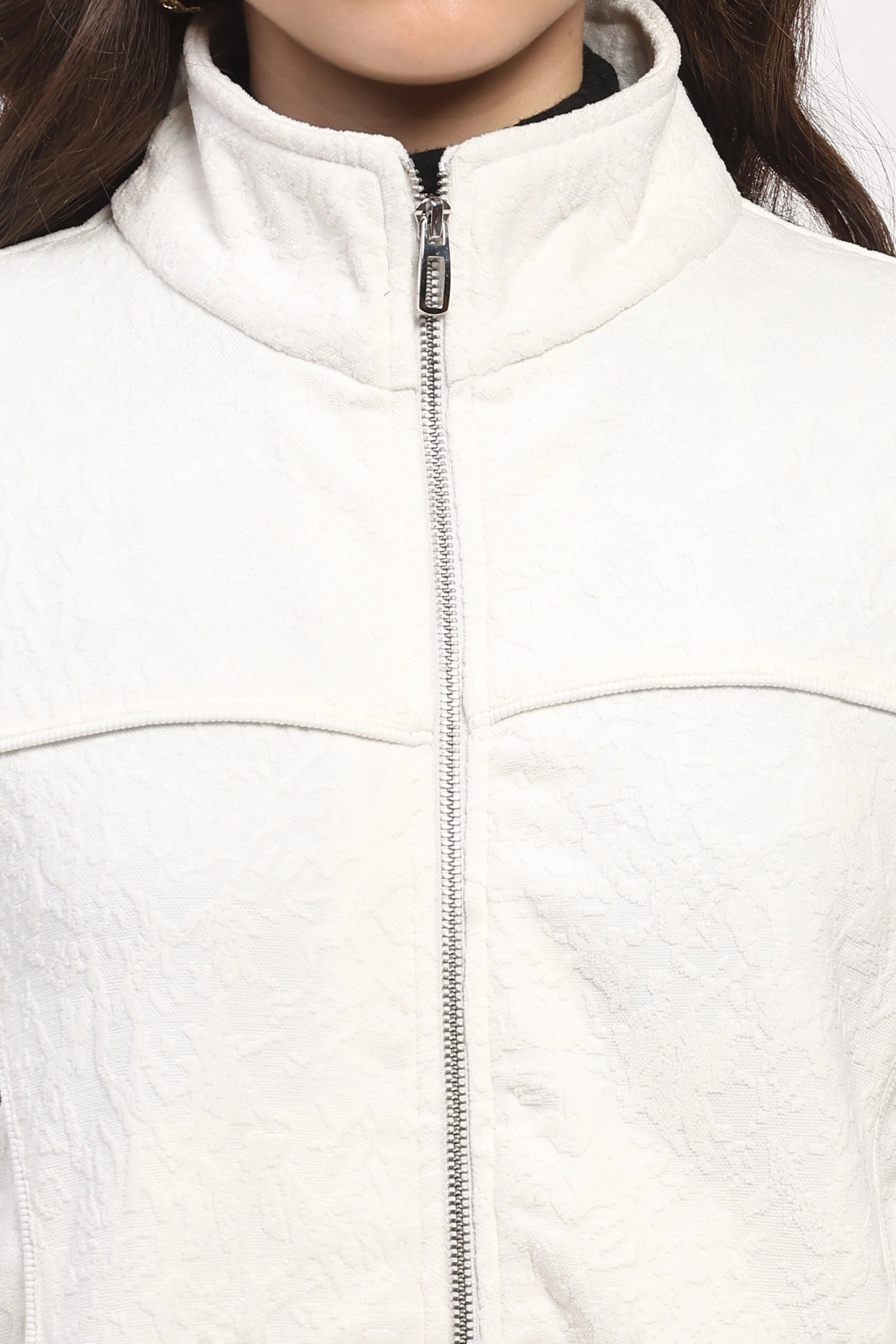 White Embossed Sweatshirt - Image 6