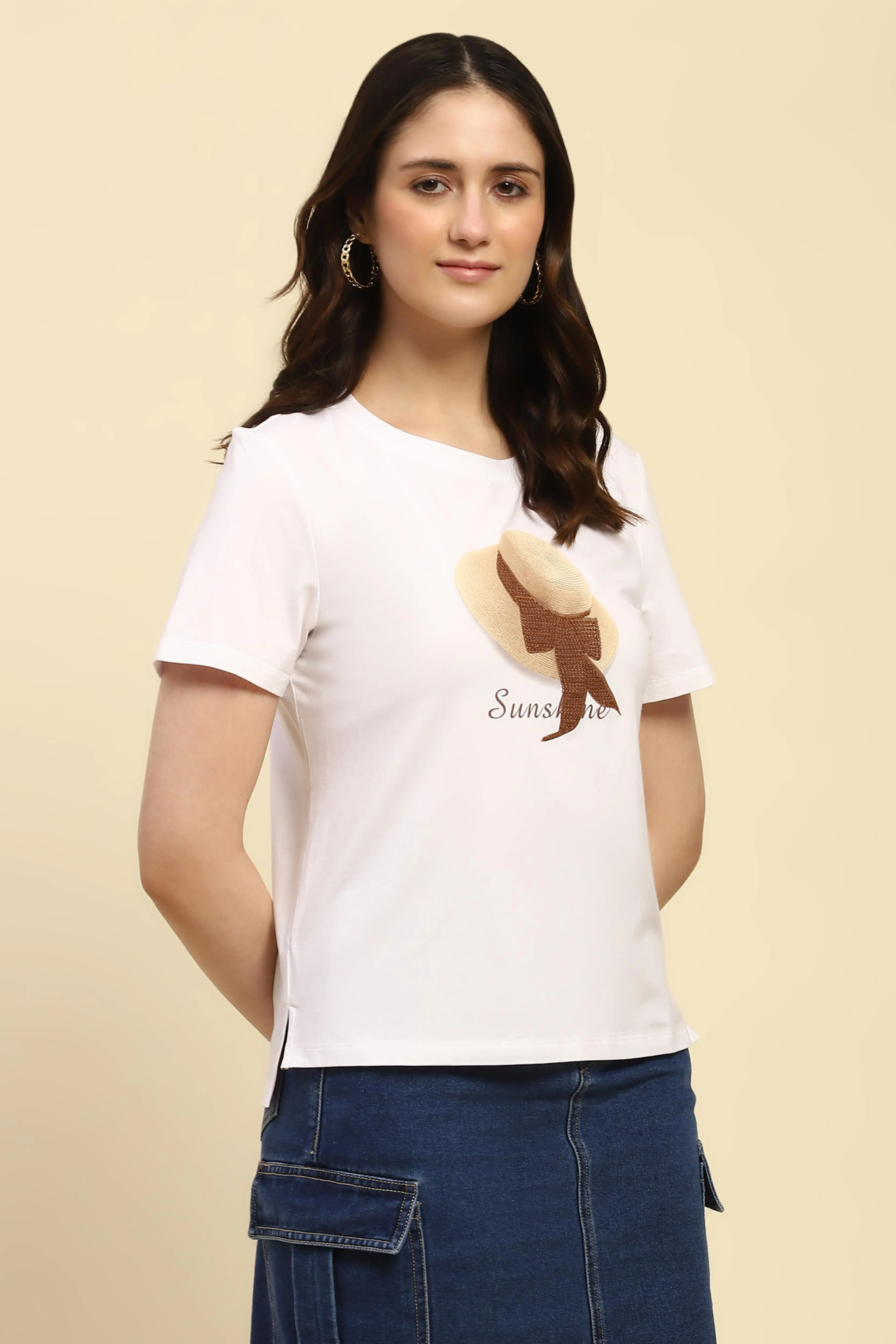White Embroidered Modal Top - Image 3