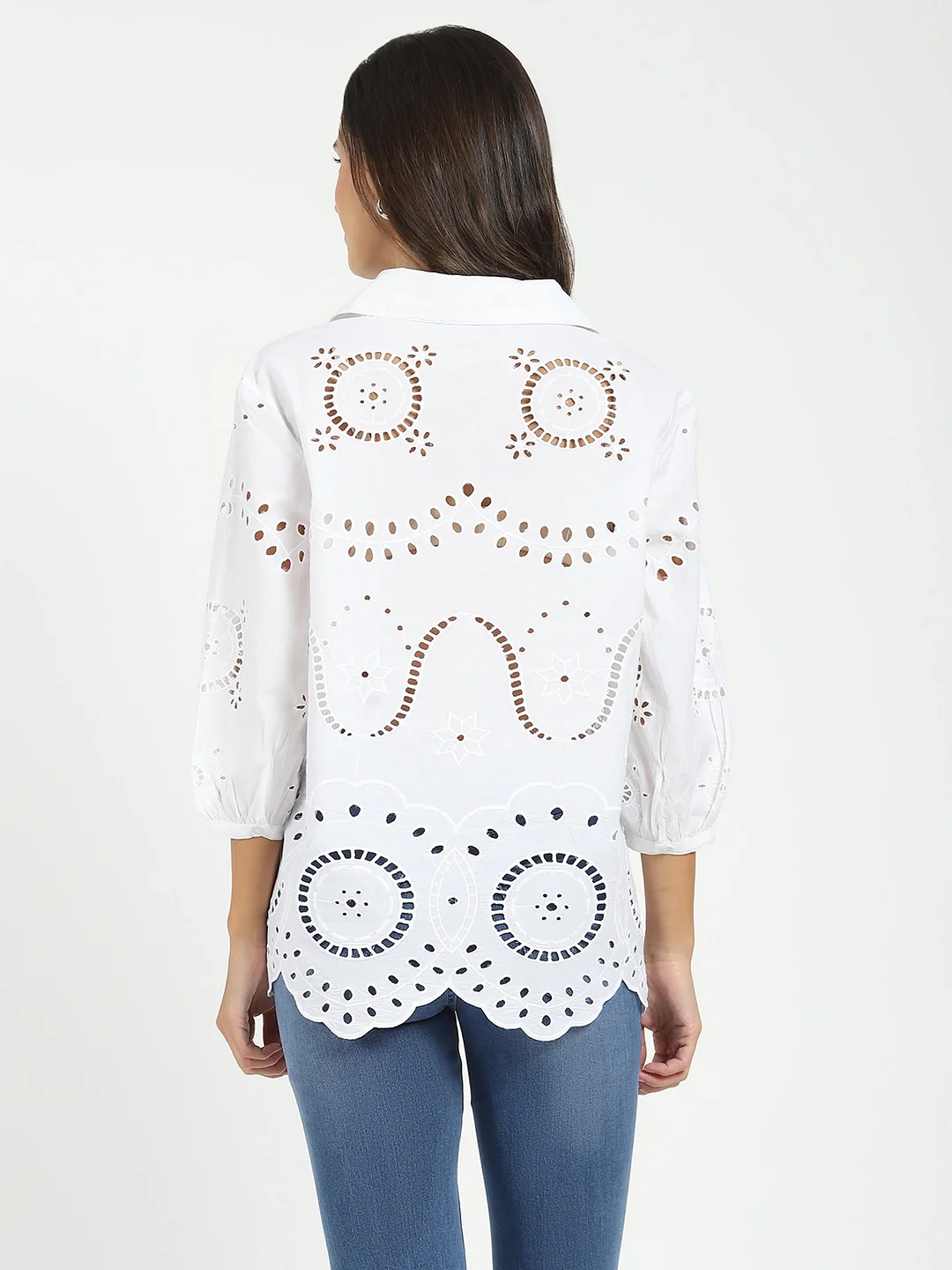 White Embroidered Schiffli Cotton Top - Image 9