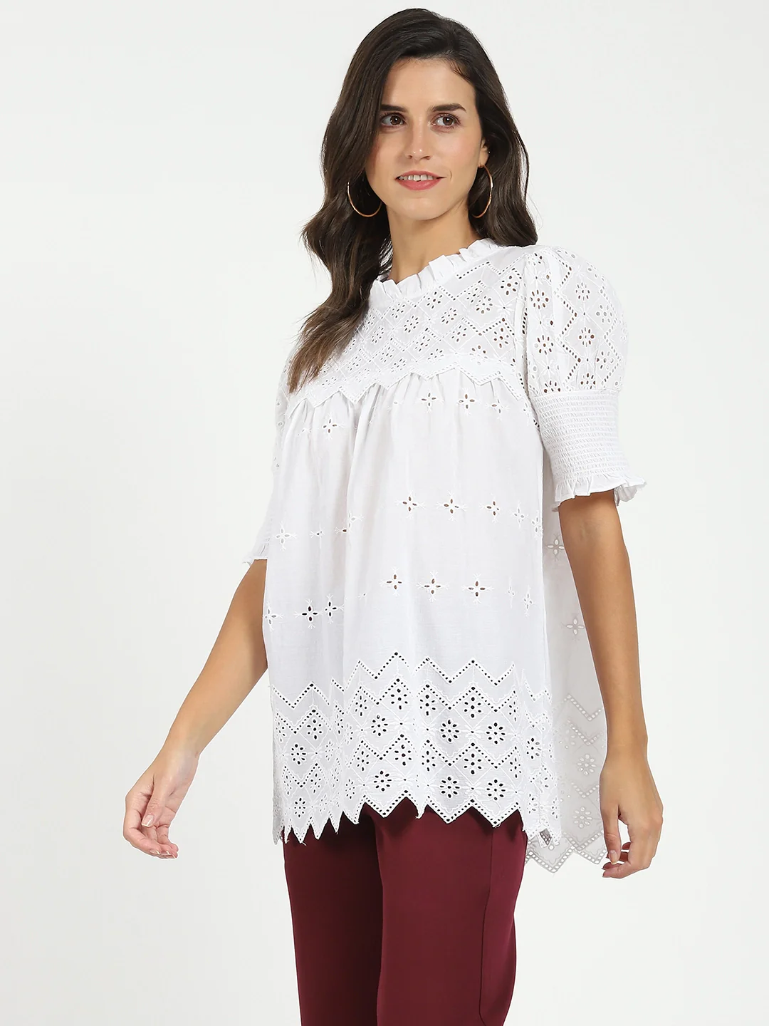 White Embroidered Schiffli Top - Image 9