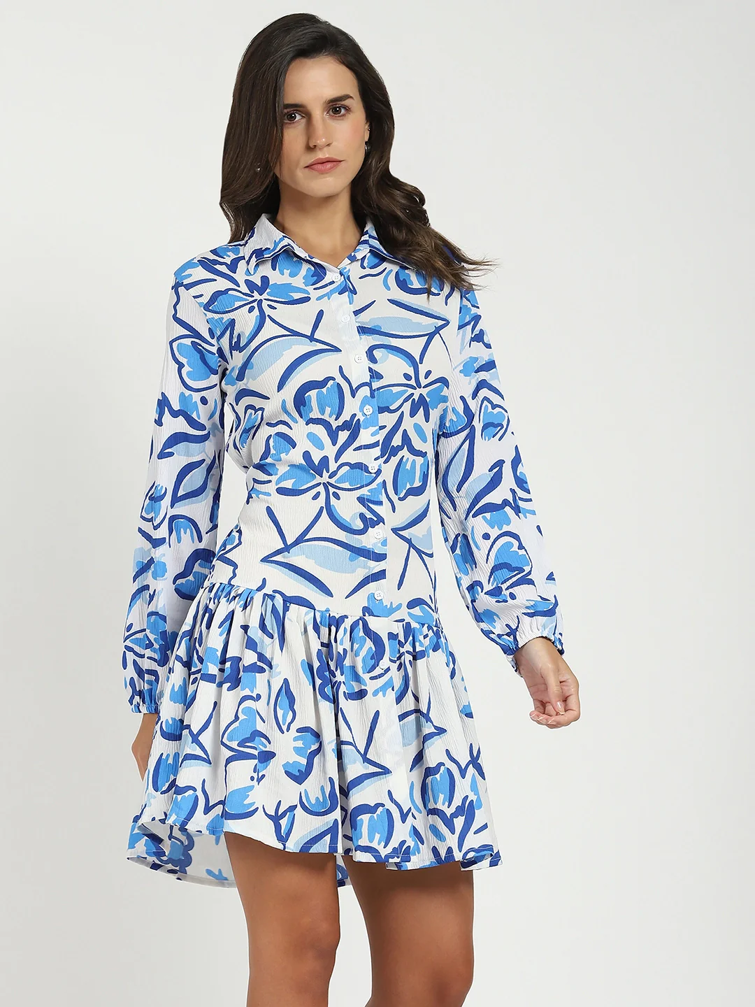 White Flared Shirt Dress - Image 9