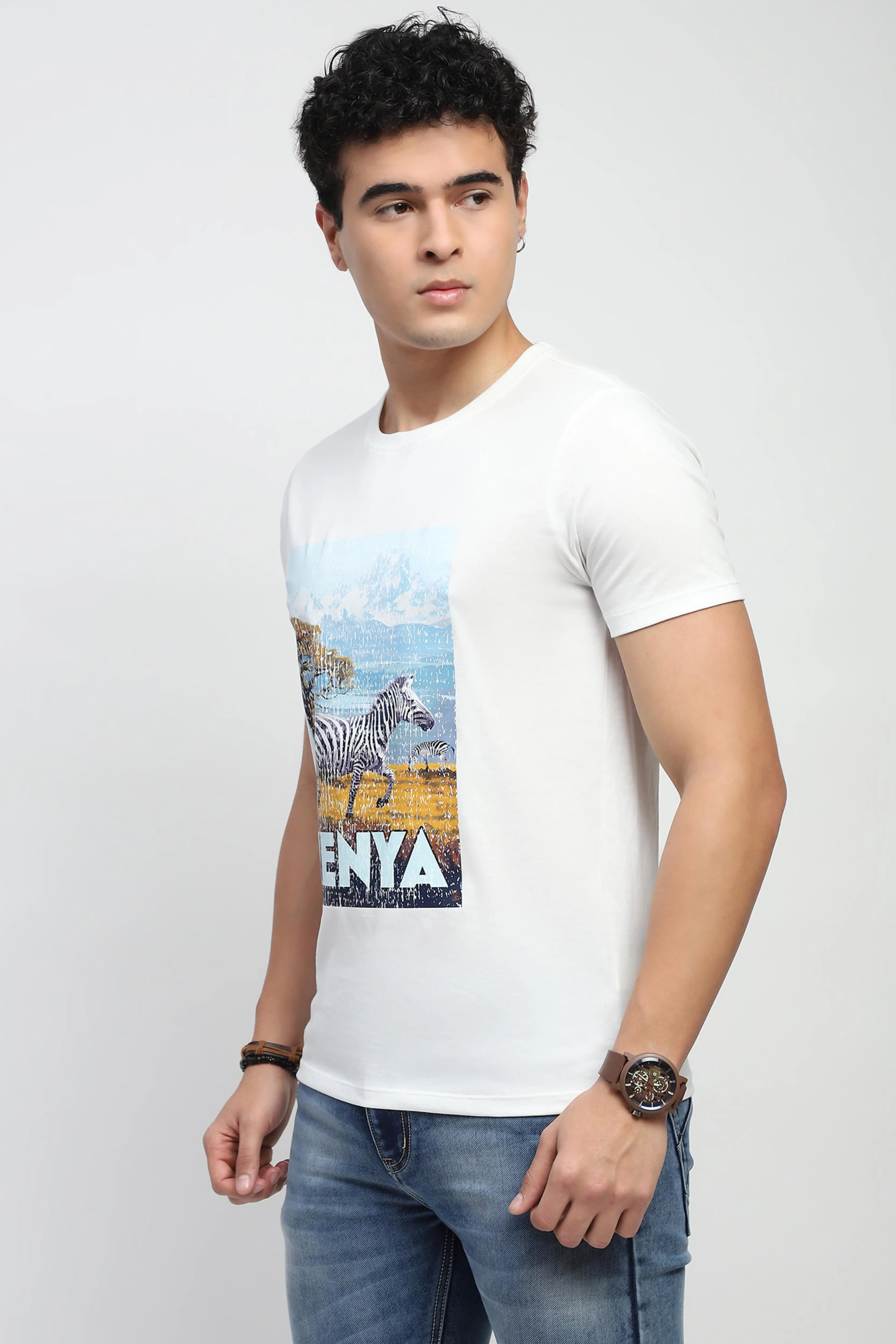 White Graphic Cotton T-Shirt - Image 2