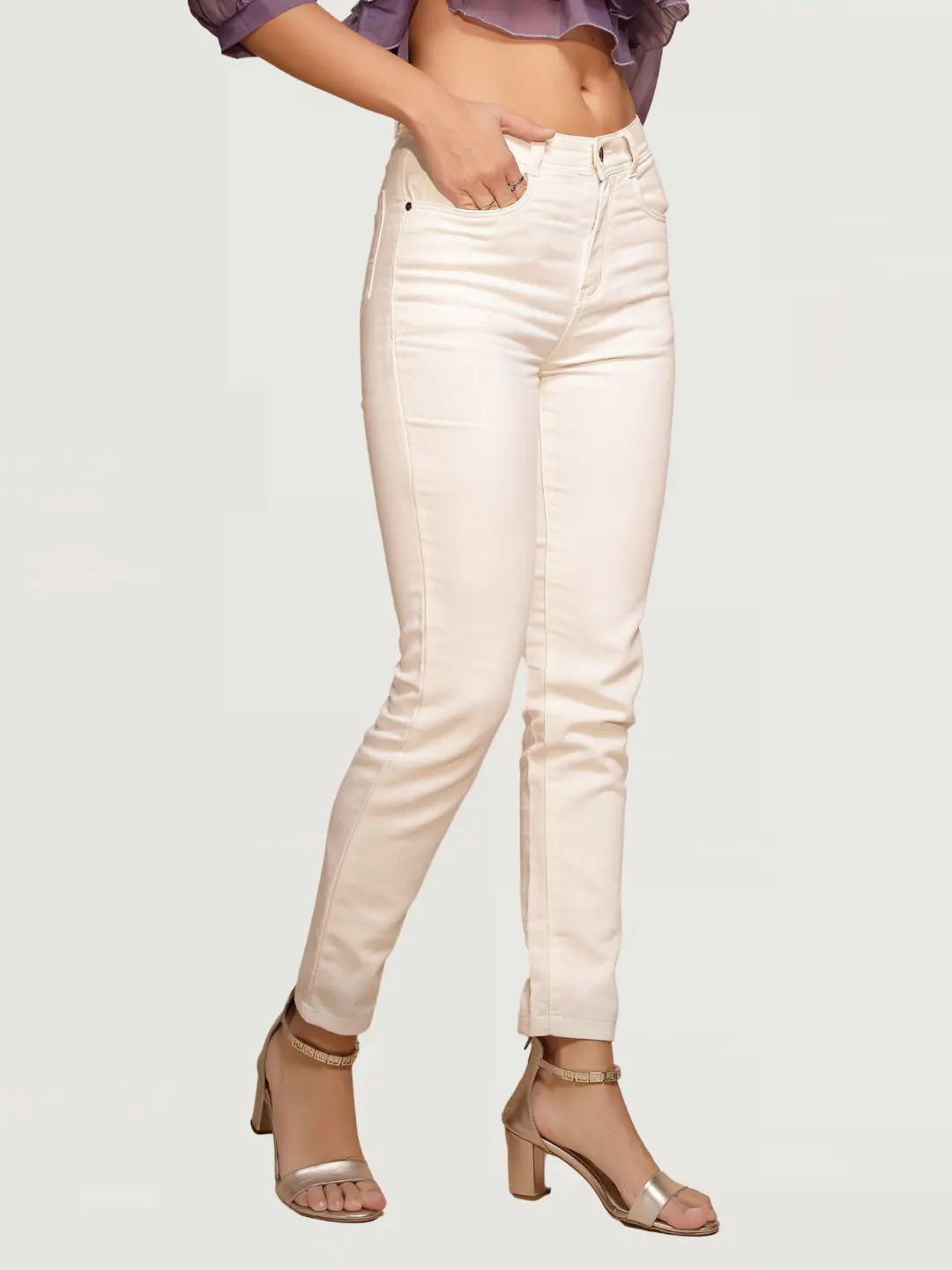 White High Rise Slim Fit Jeans - Image 8