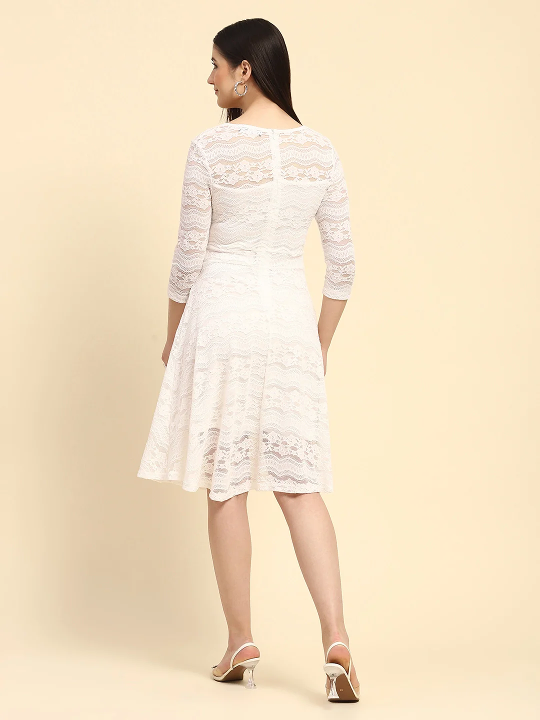 Lace Floral Flared Dress - Image 13