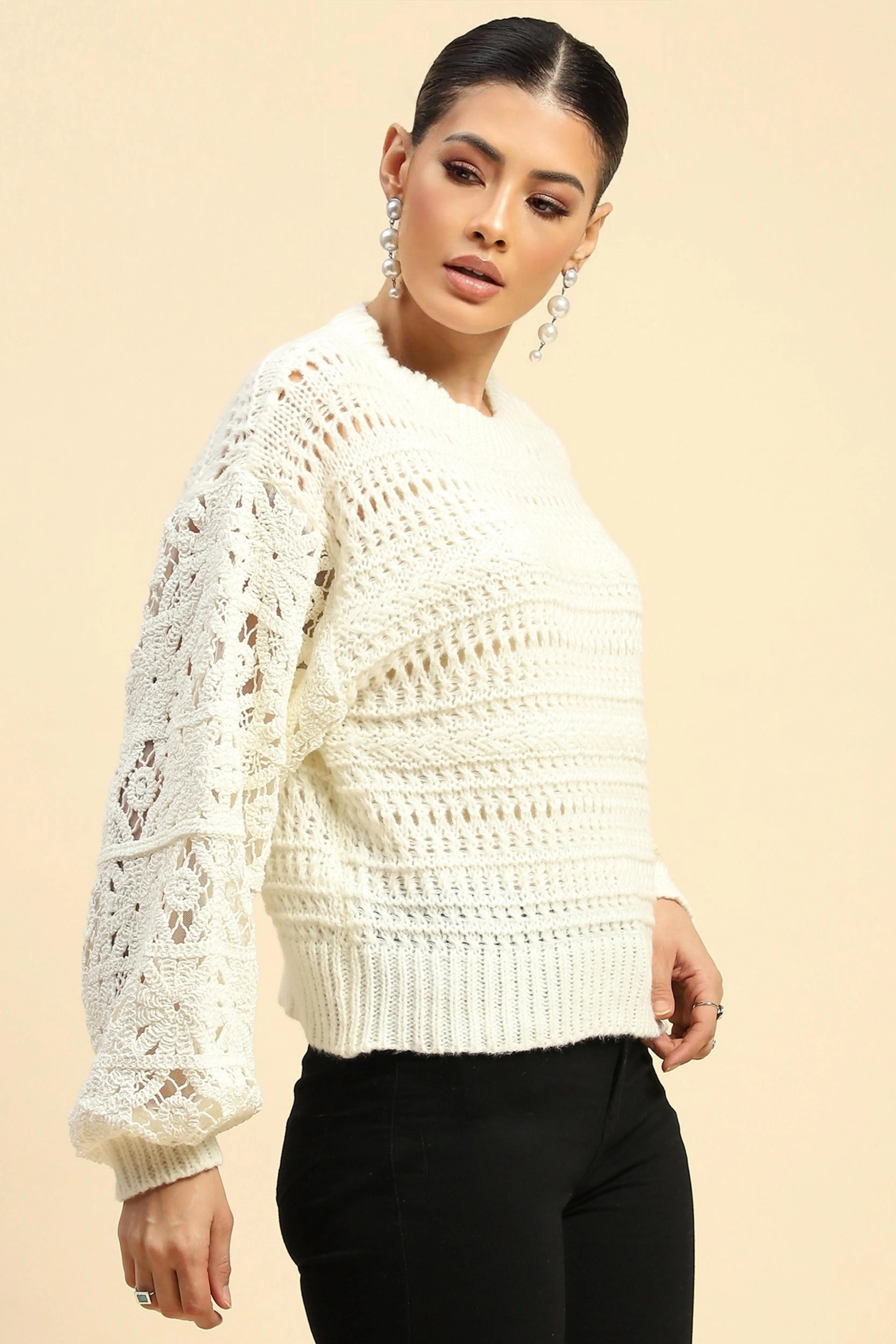 White Loose Fit Pullover - Image 3