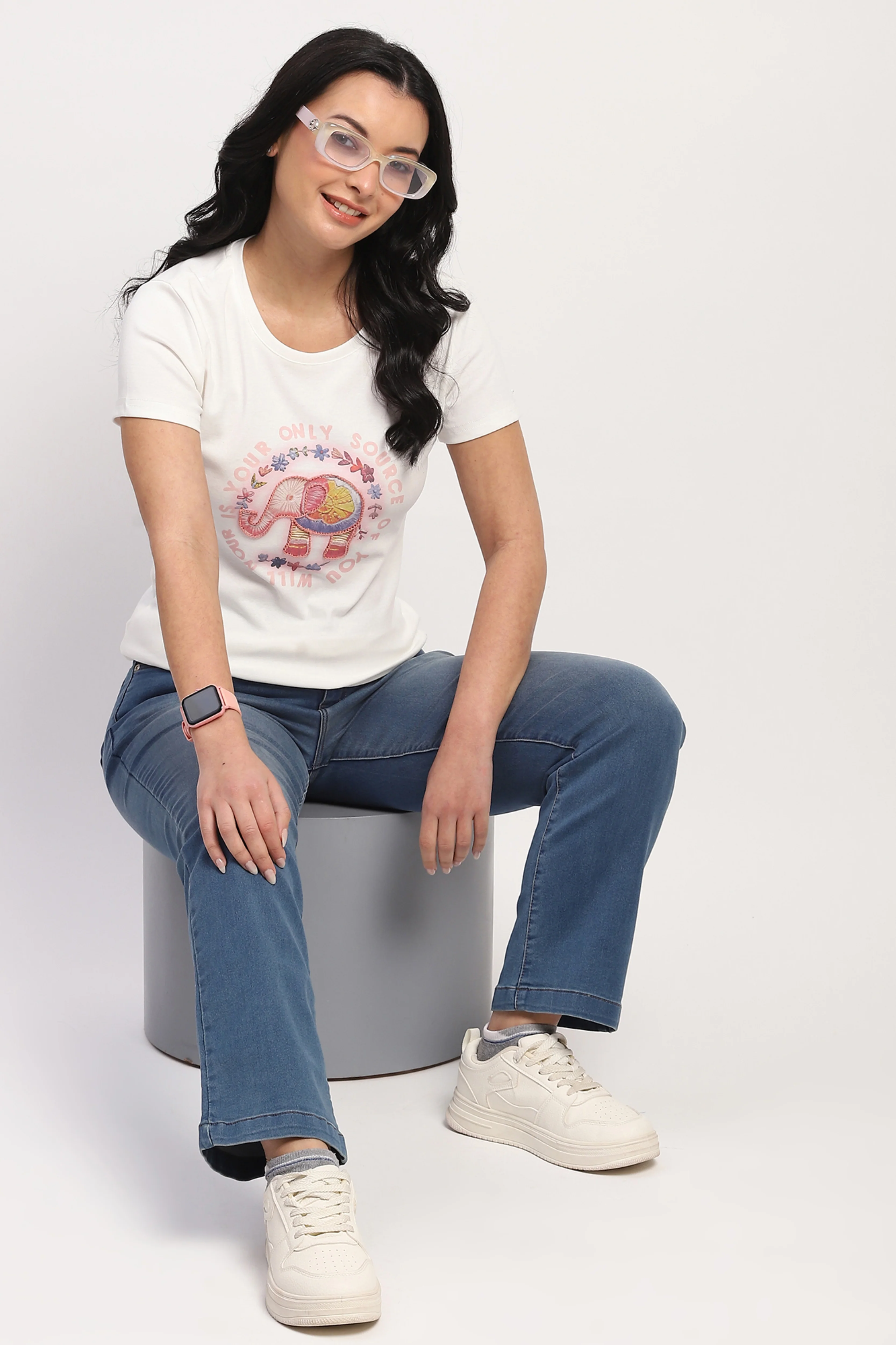 White Printed Cotton Top - Image 2