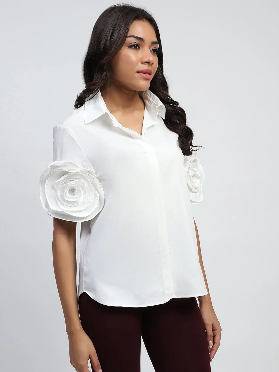 White Solid Cotton Regular Fit Shirt - Image 13