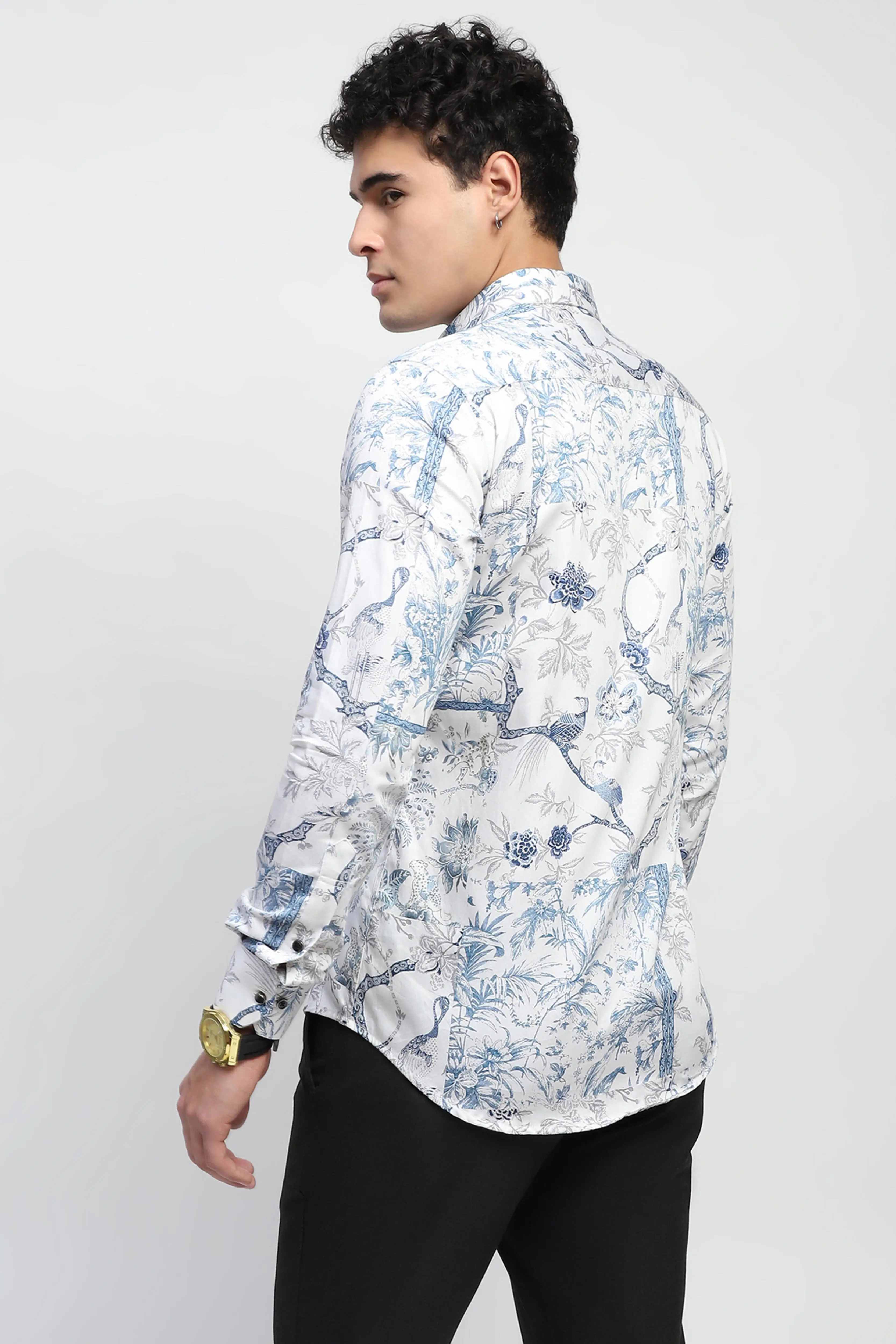 White Tropical Cotton Regular Fit Shirt - Image 4