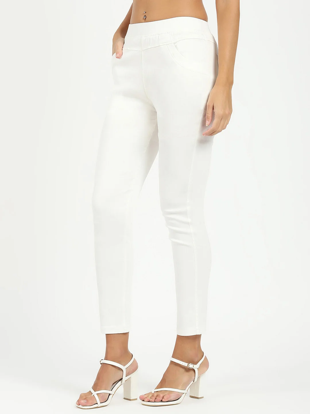 White Ultra Stretchable Jegging - Image 9