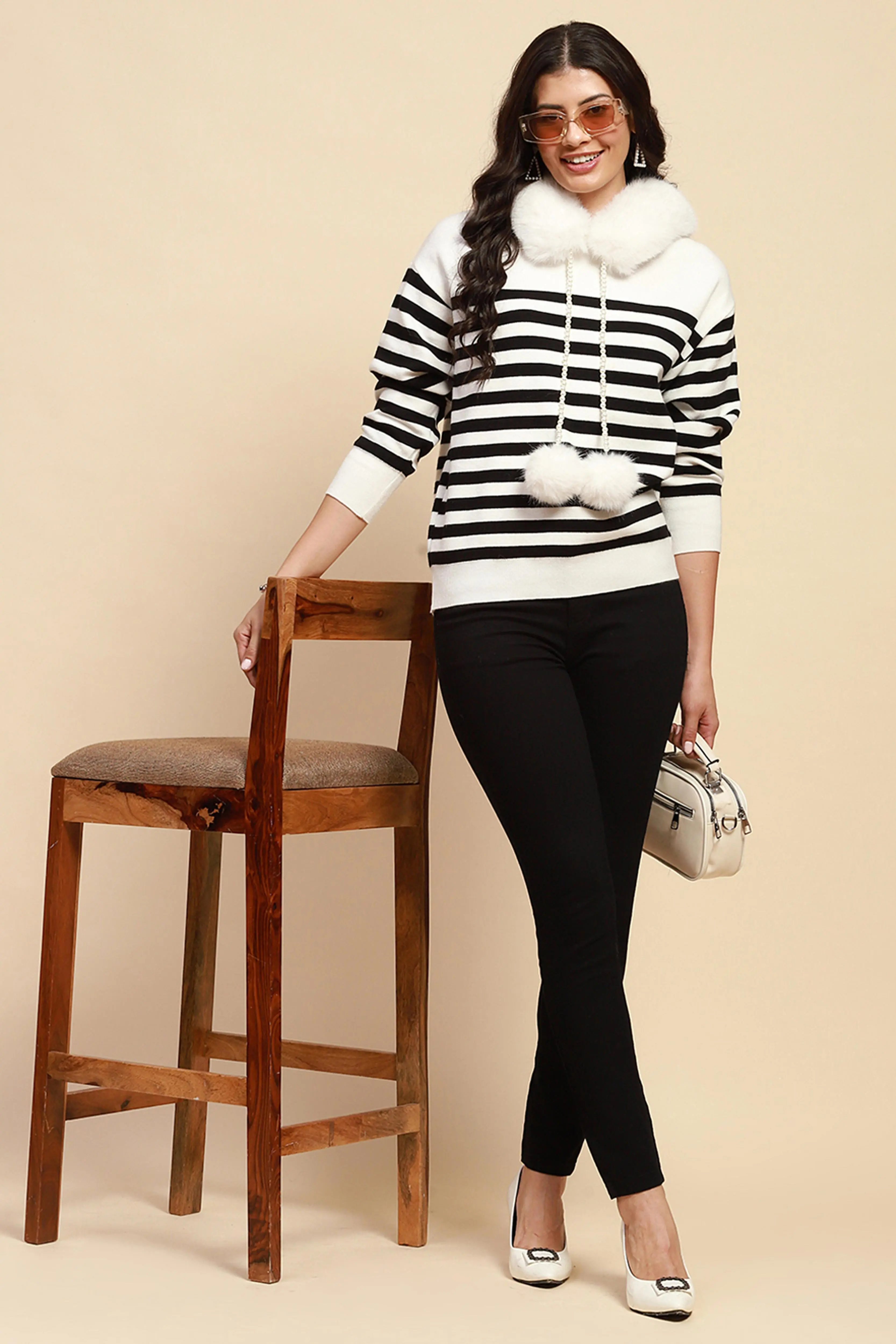 White Viscose Relaxed Fit Pullover - Image 6