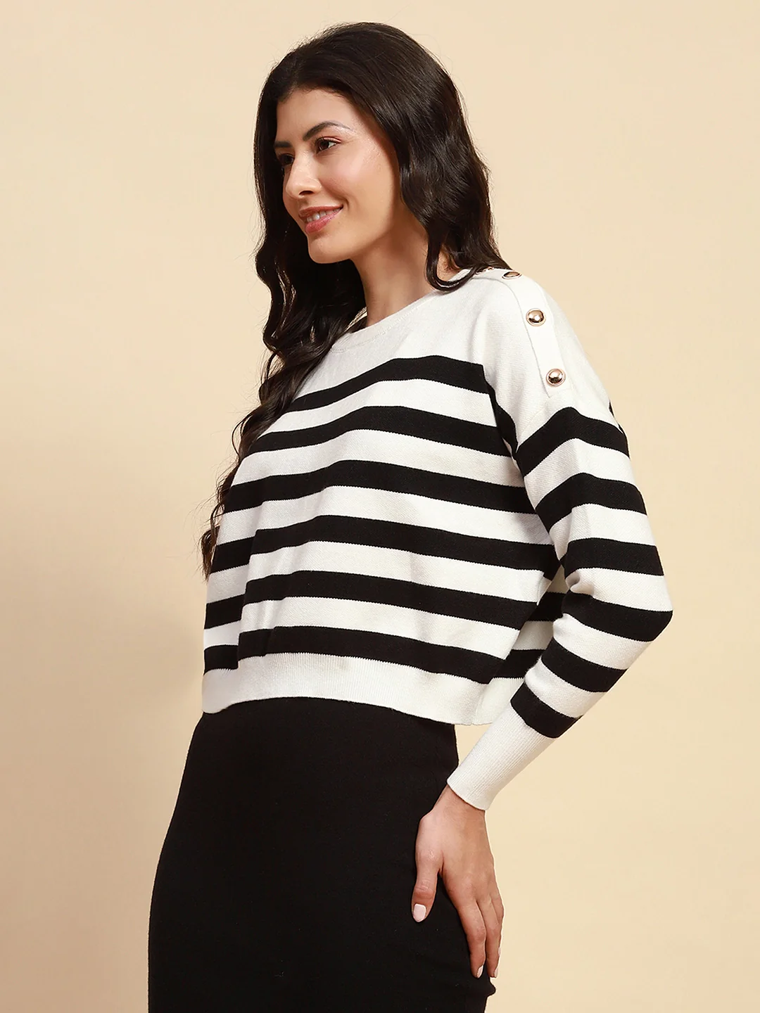 White Viscose BlendCrop Pullover - Image 2