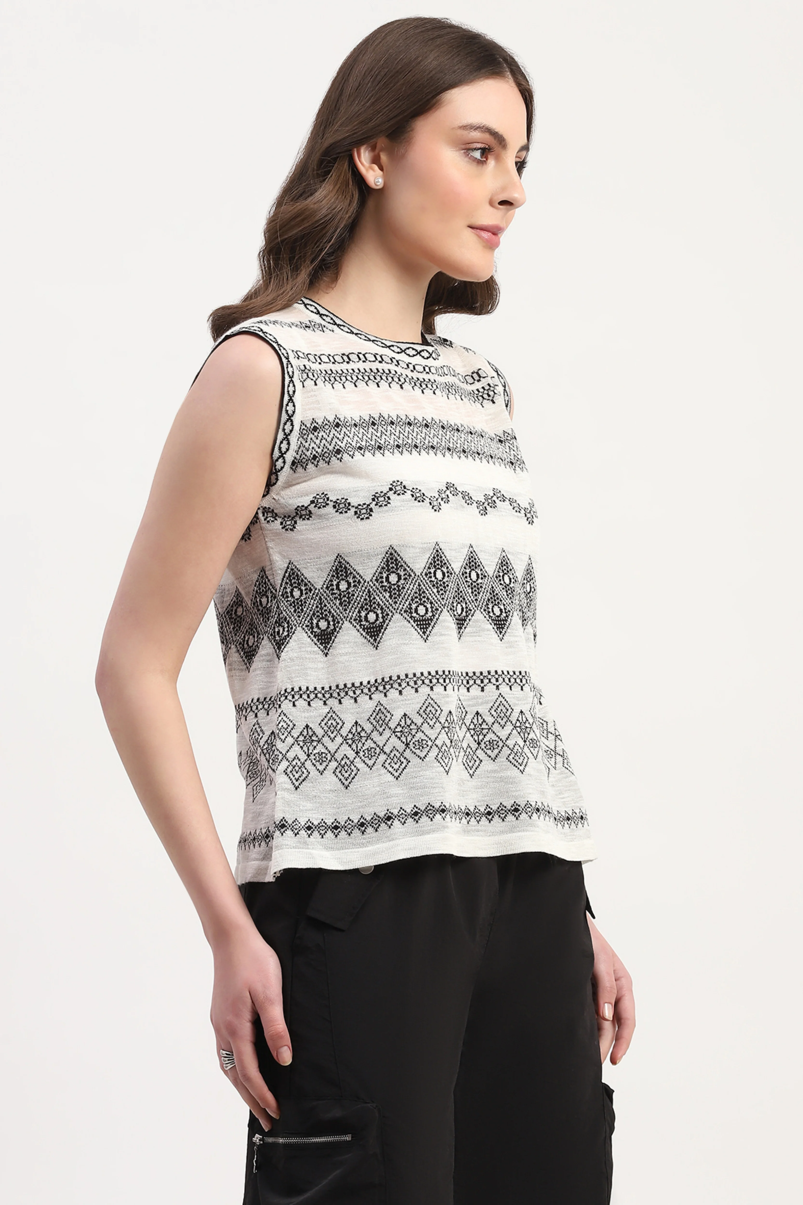 White Viscose Blend Woven Top - Image 3