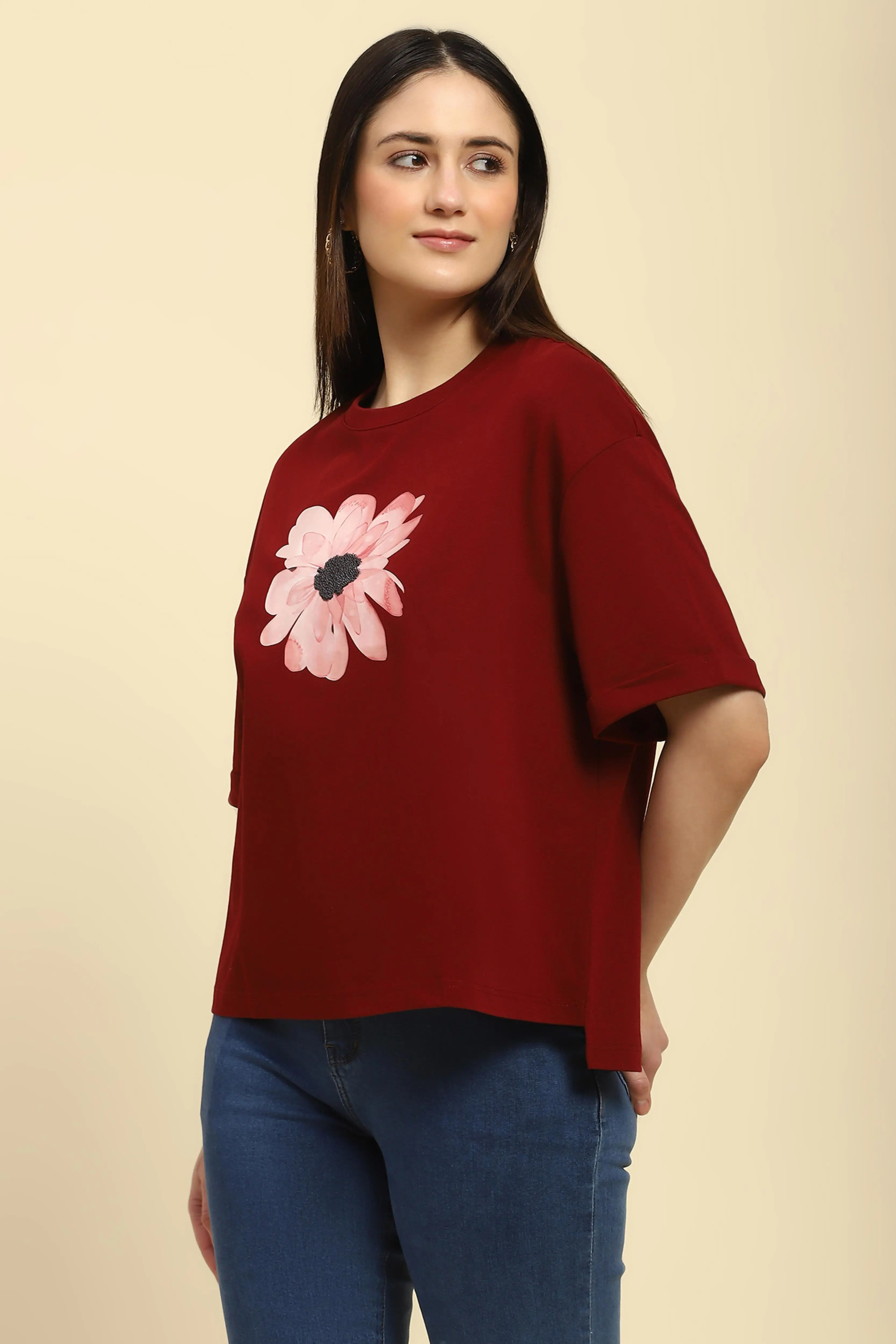 Wine UV Protective Cotton Boxy Top - Image 3