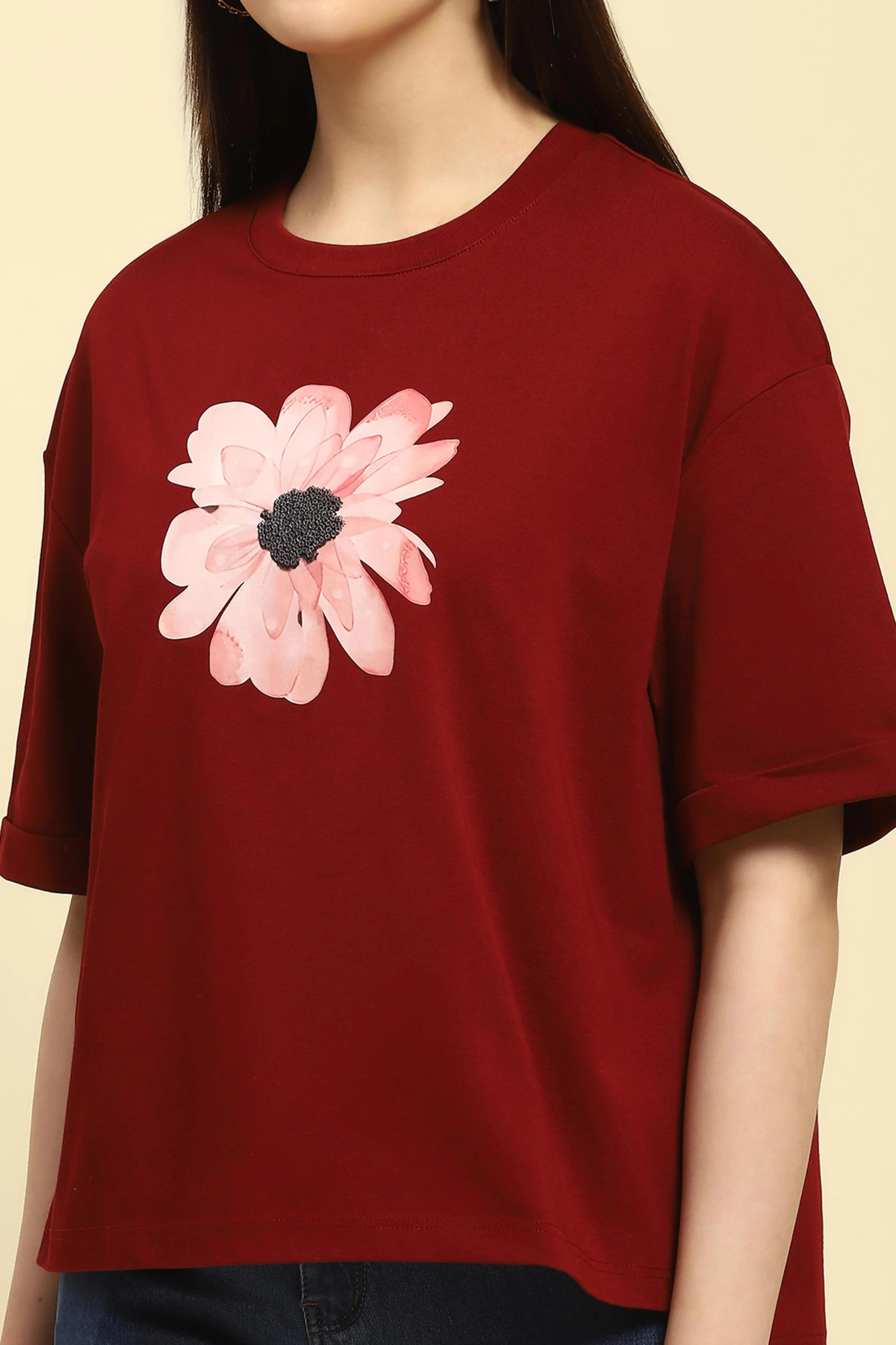Wine UV Protective Cotton Boxy Top - Image 6