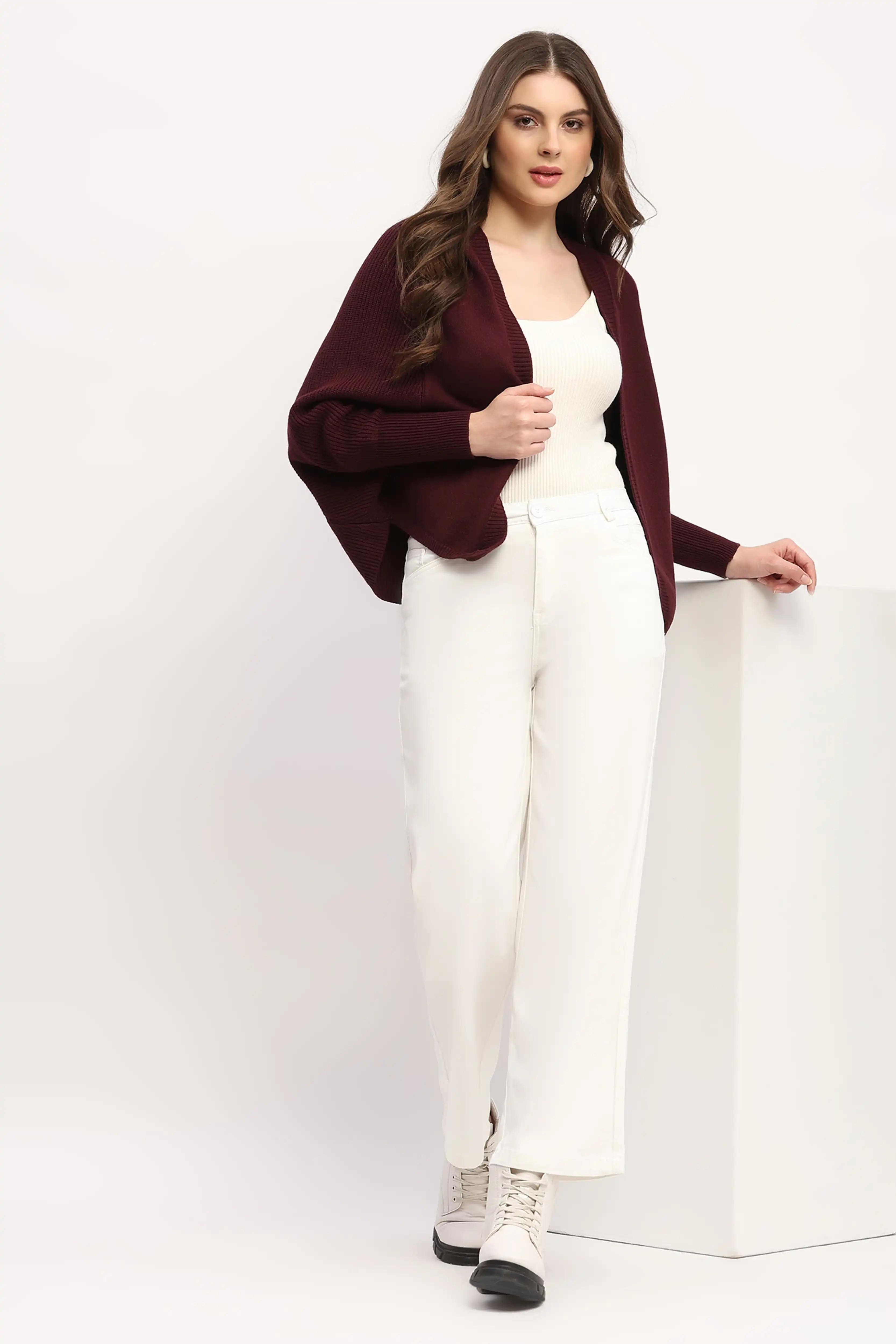 Wine Hooded Winter Shrug - Image 7