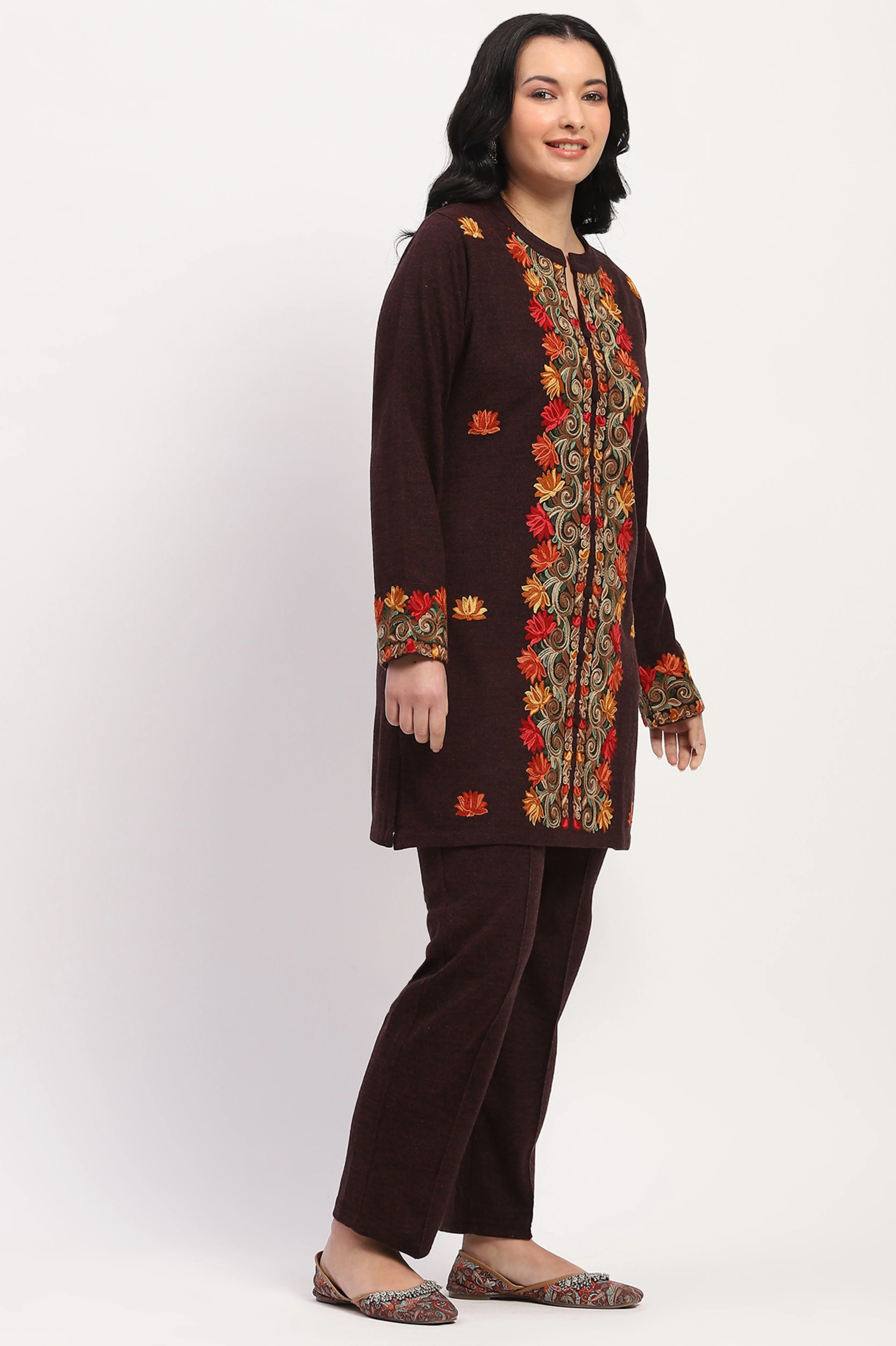 Wine Multicolor Embroidered Ethnic Set - Image 3
