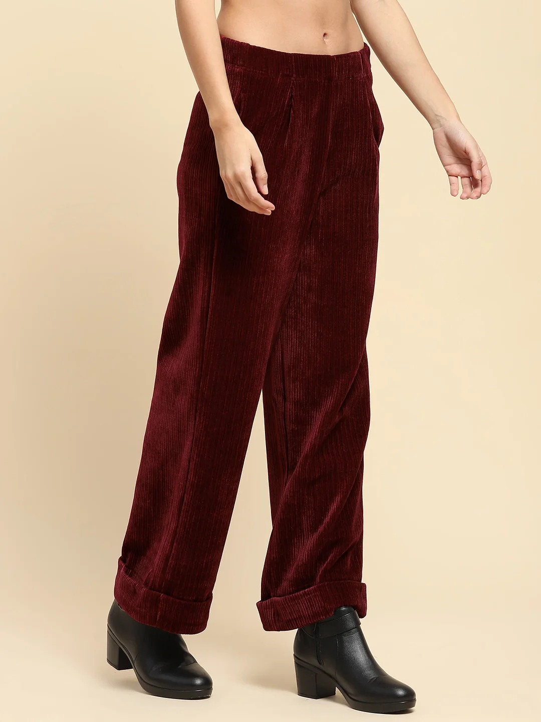 Wine Solid Loose Fit Lower - Image 10