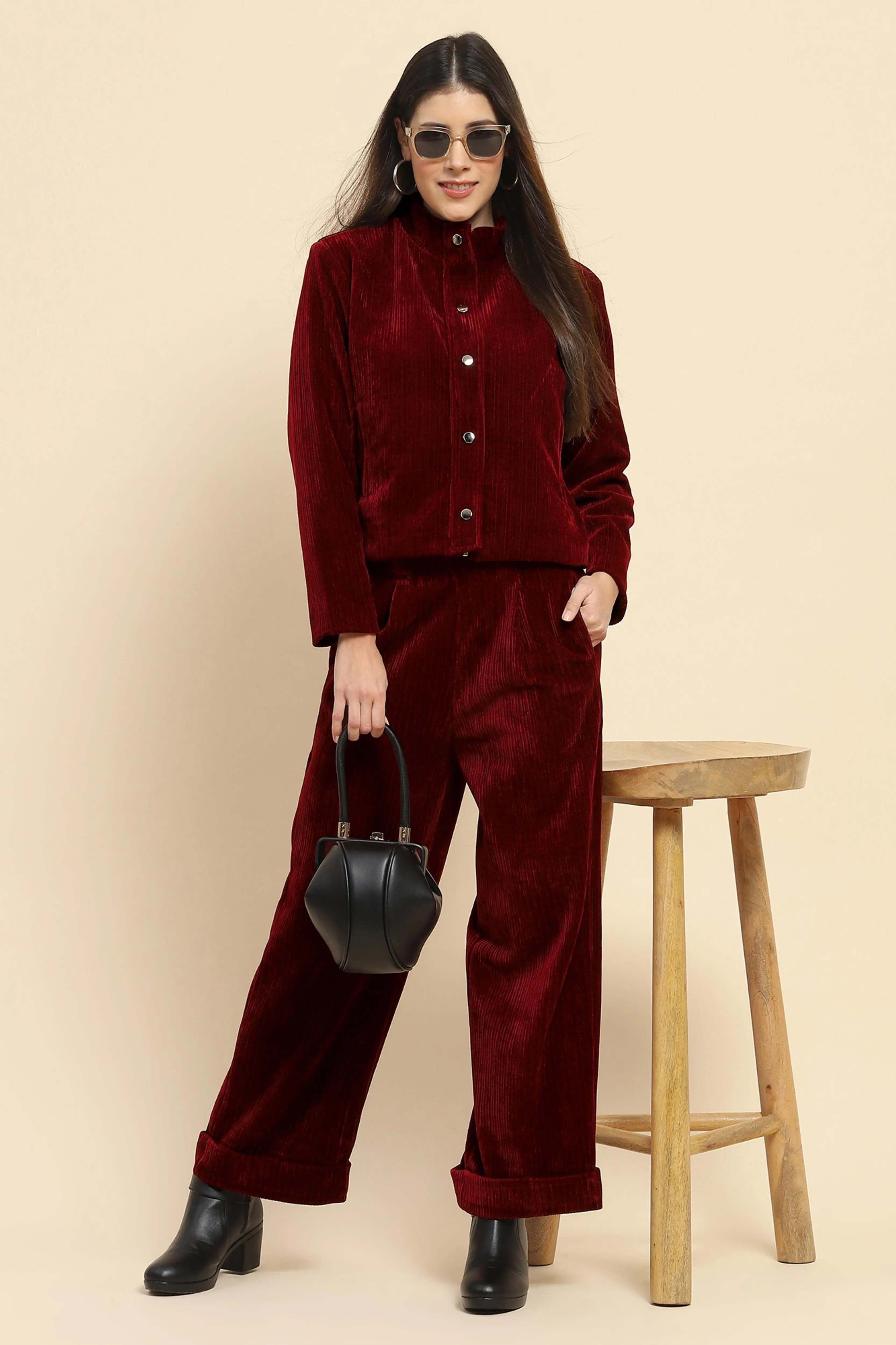 Wine Solid Loose Fit Lower - Image 6