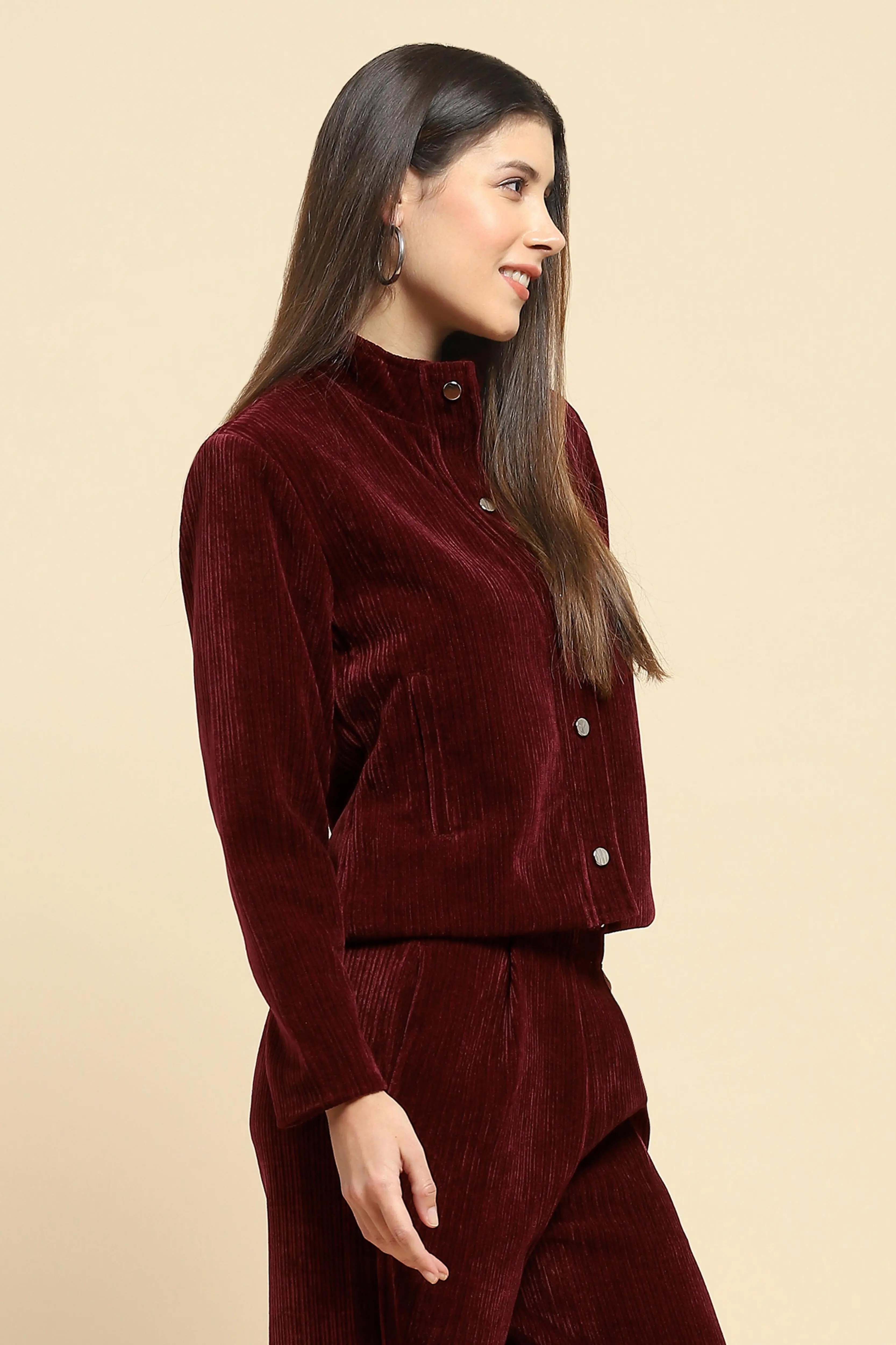 Wine Short Winter Jacket - Image 3