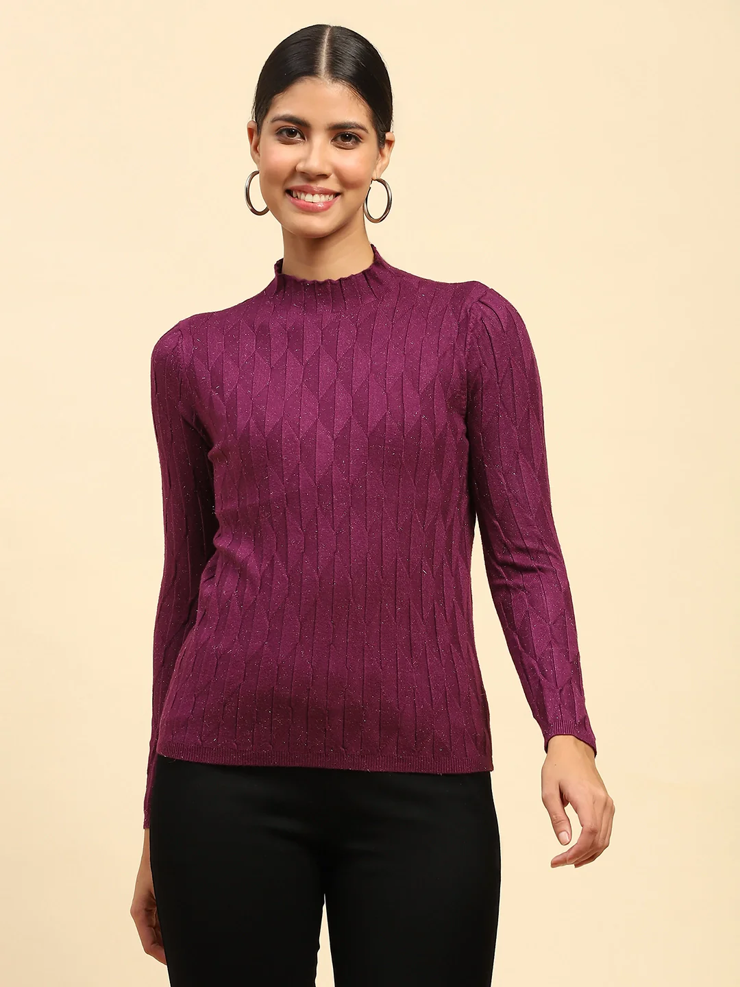 Wine Viscose Skivvy Pullover - Image 12