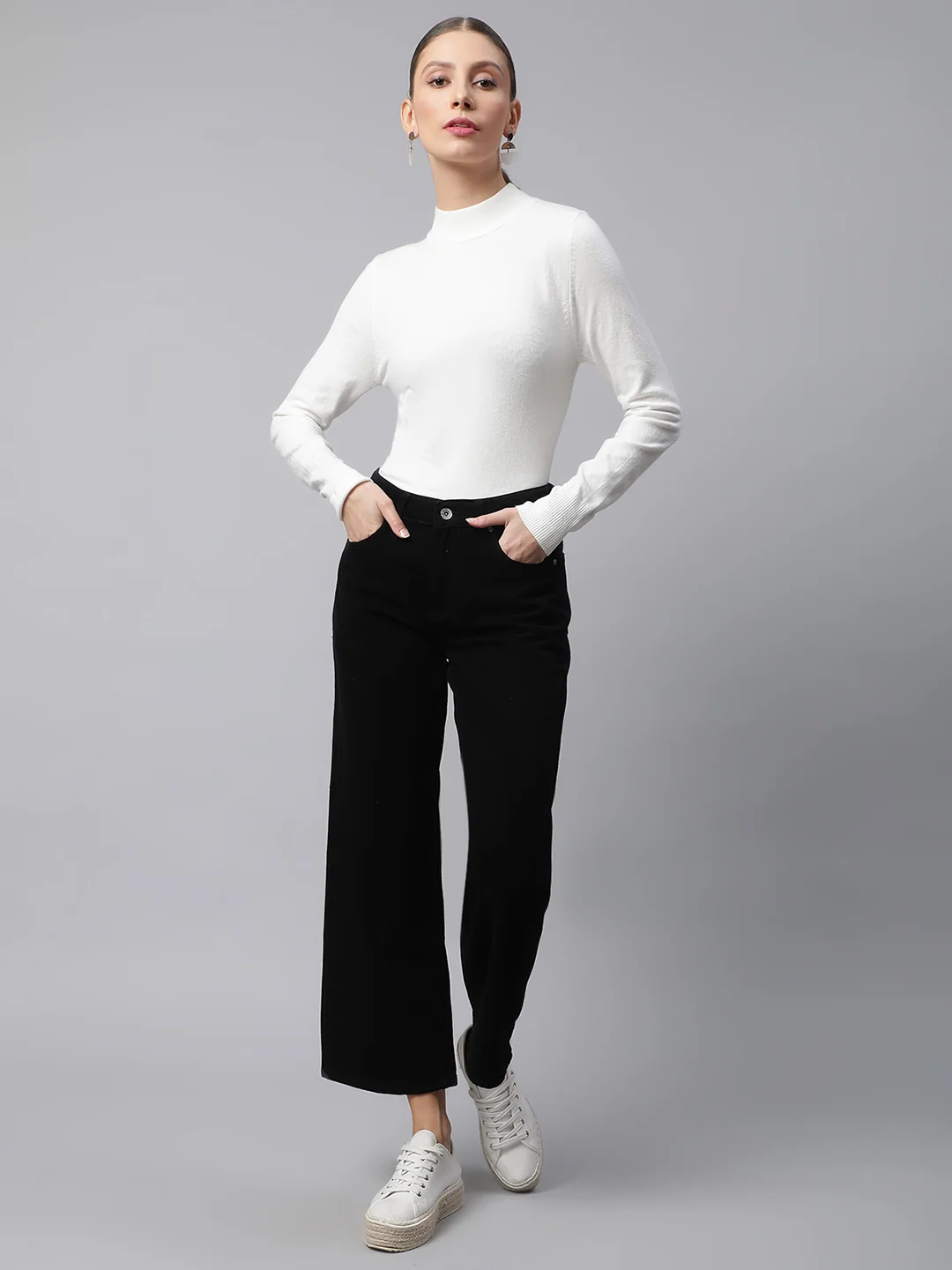Women Ankle Length Relaxed Fit Black Jeans - Image 5