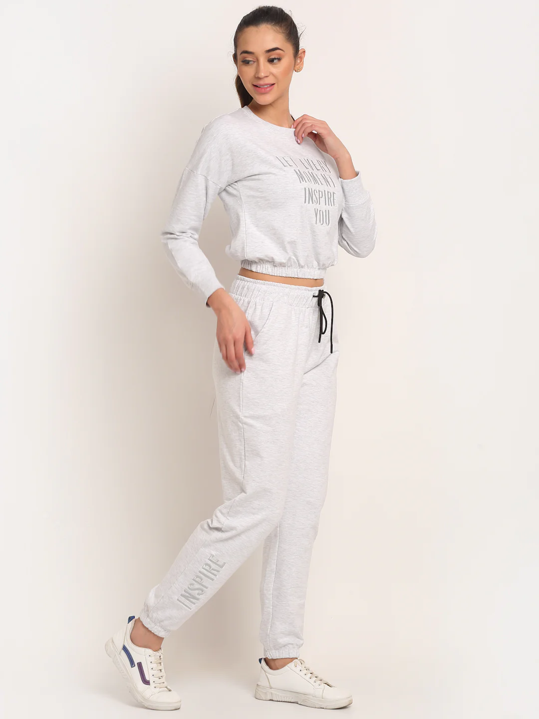 Grey Typography Hosiery Tracksuit - Image 2
