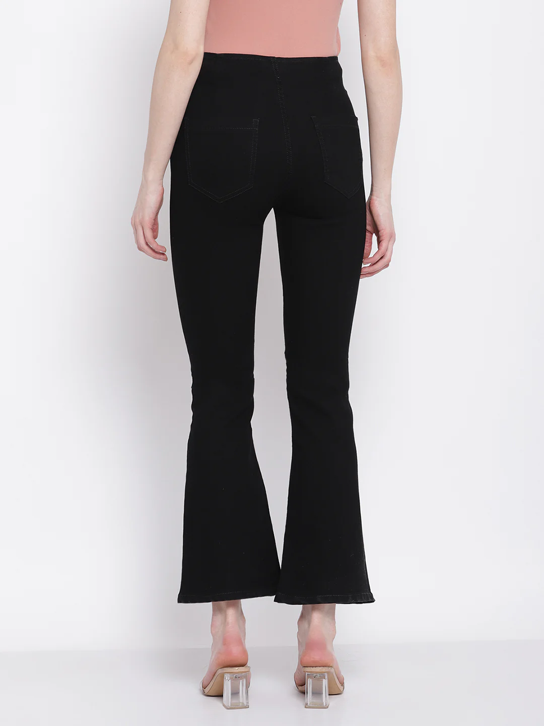 Black Bell Bottom Full Length Jeans - Image 5
