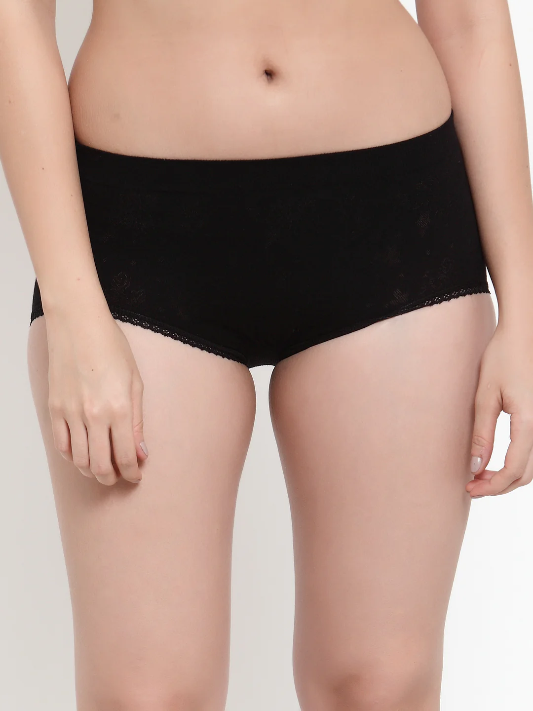 Black Cotton Viscose Lycra Solid Briefs