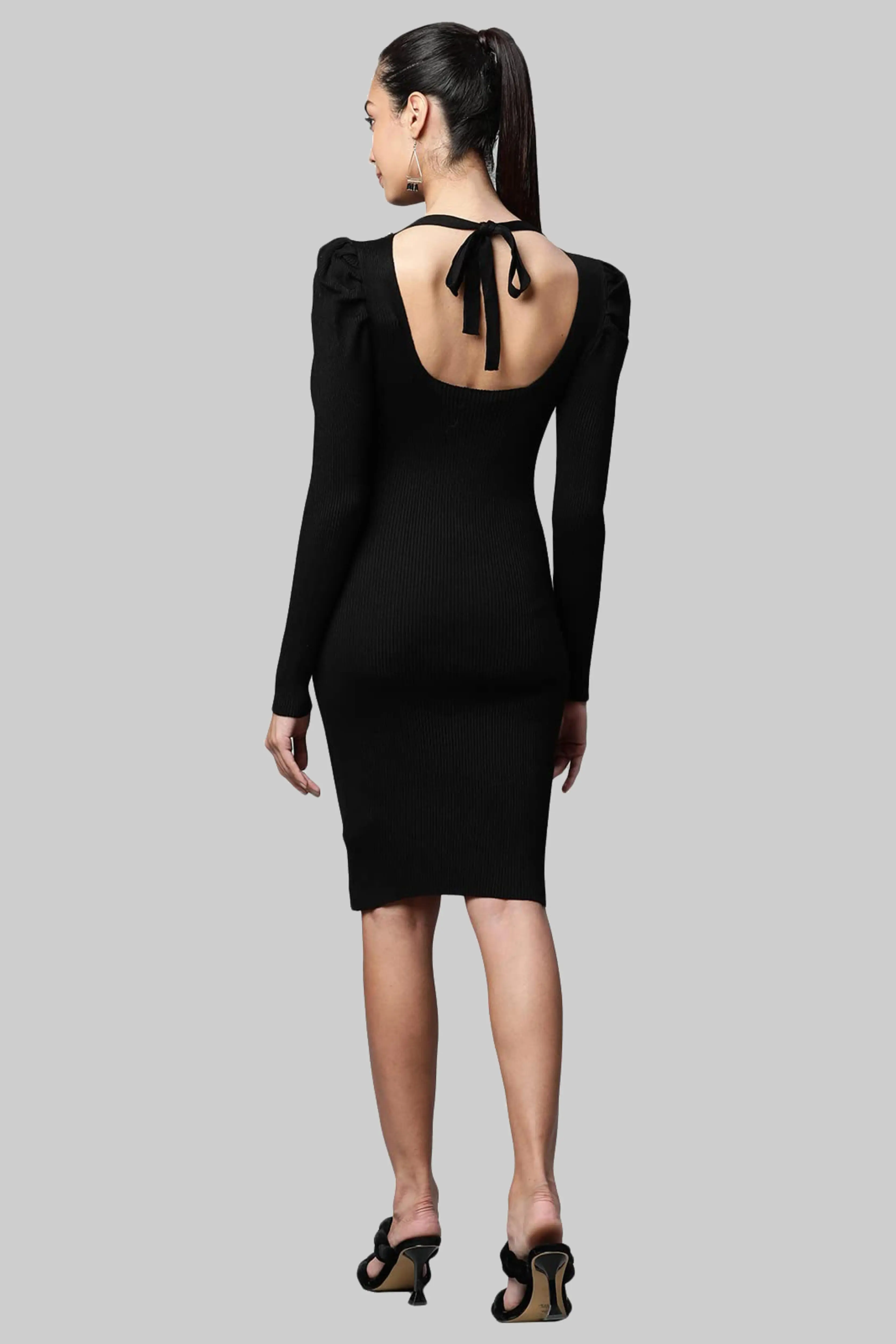 Black Gold Chain Viscose Dress - Image 4