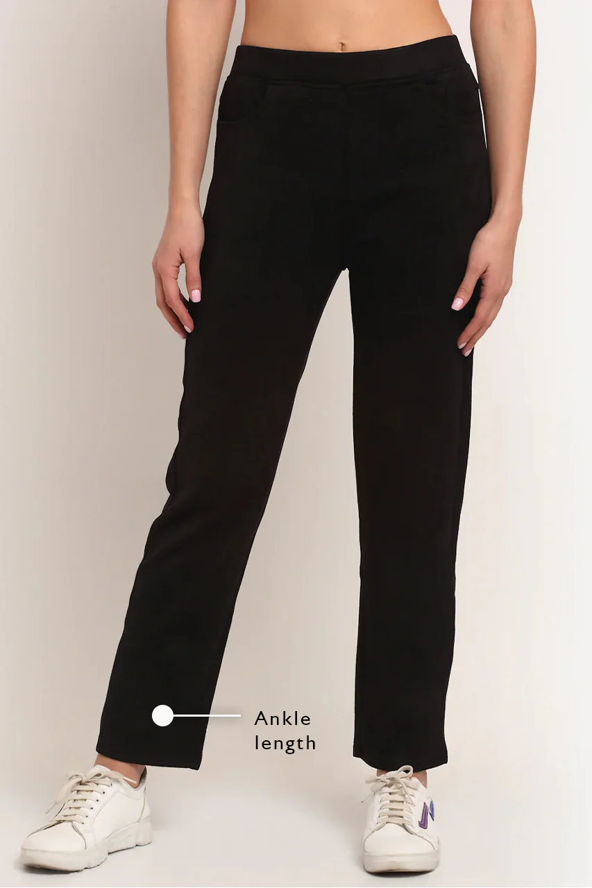 Black Straight Fit Suede Jegging - Image 7
