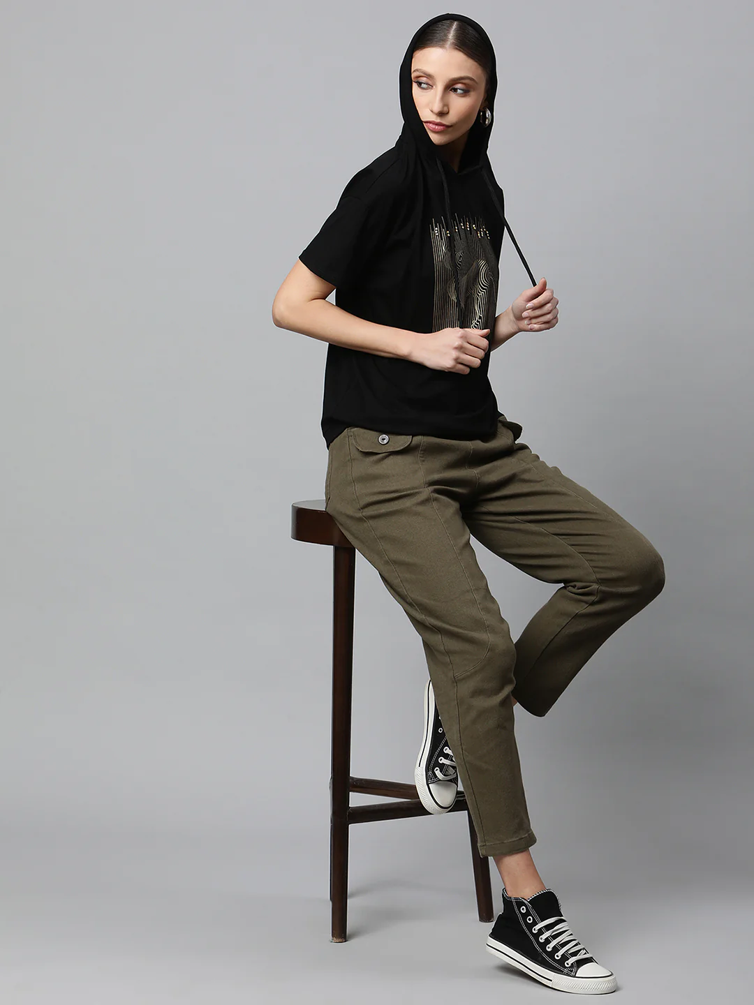 Black Regular Fit Hooded Embellished T-Shirt - Image 10