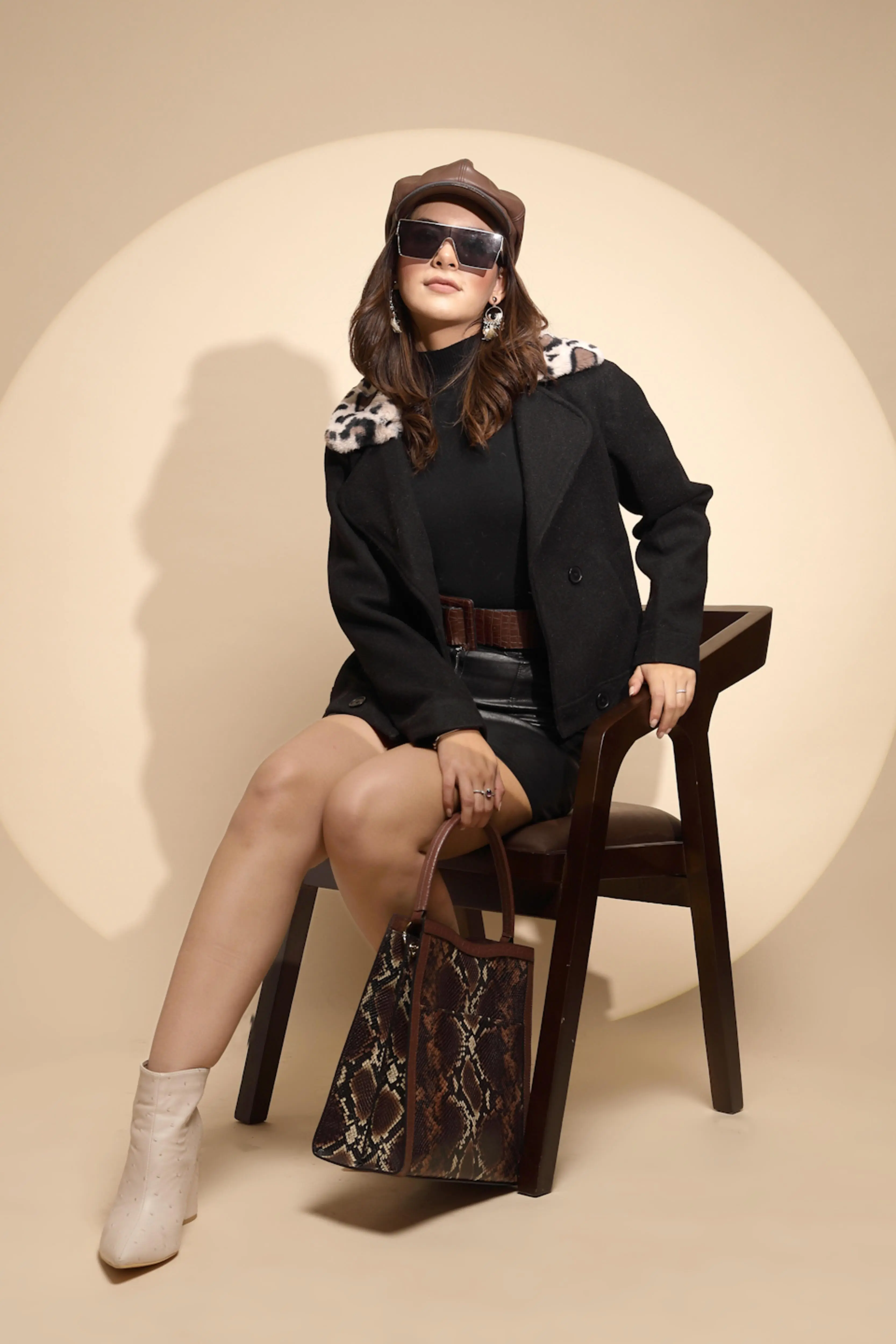 Black Solid Wool Blend Coat - Image 6
