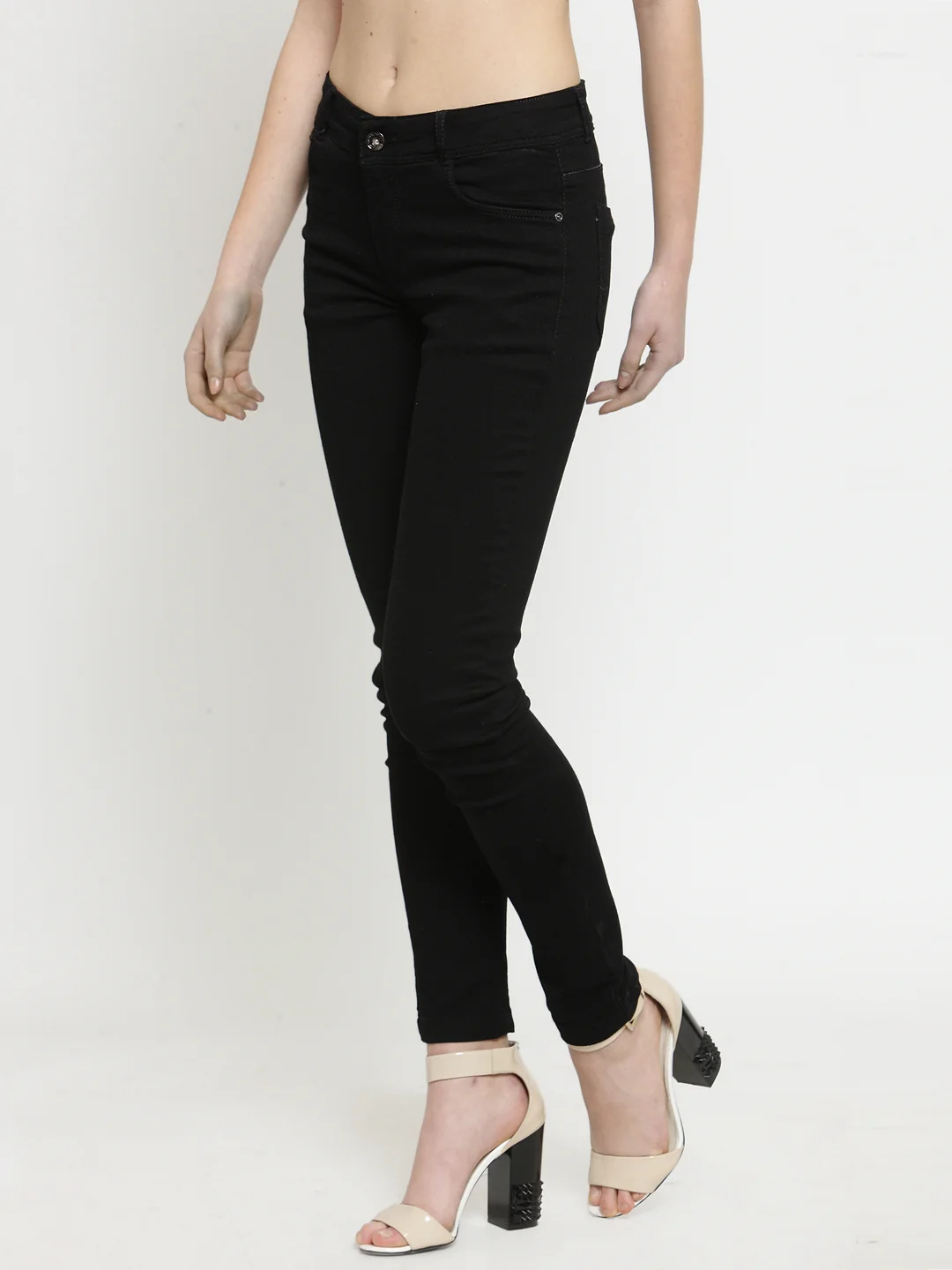 Women Black Solid Jeans - Image 3