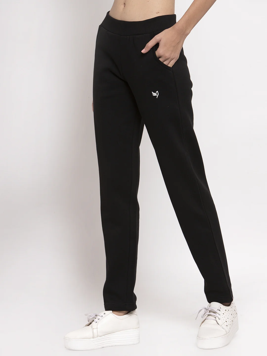 Black Solid Cotton Blend Regular Fit Lower - Image 2