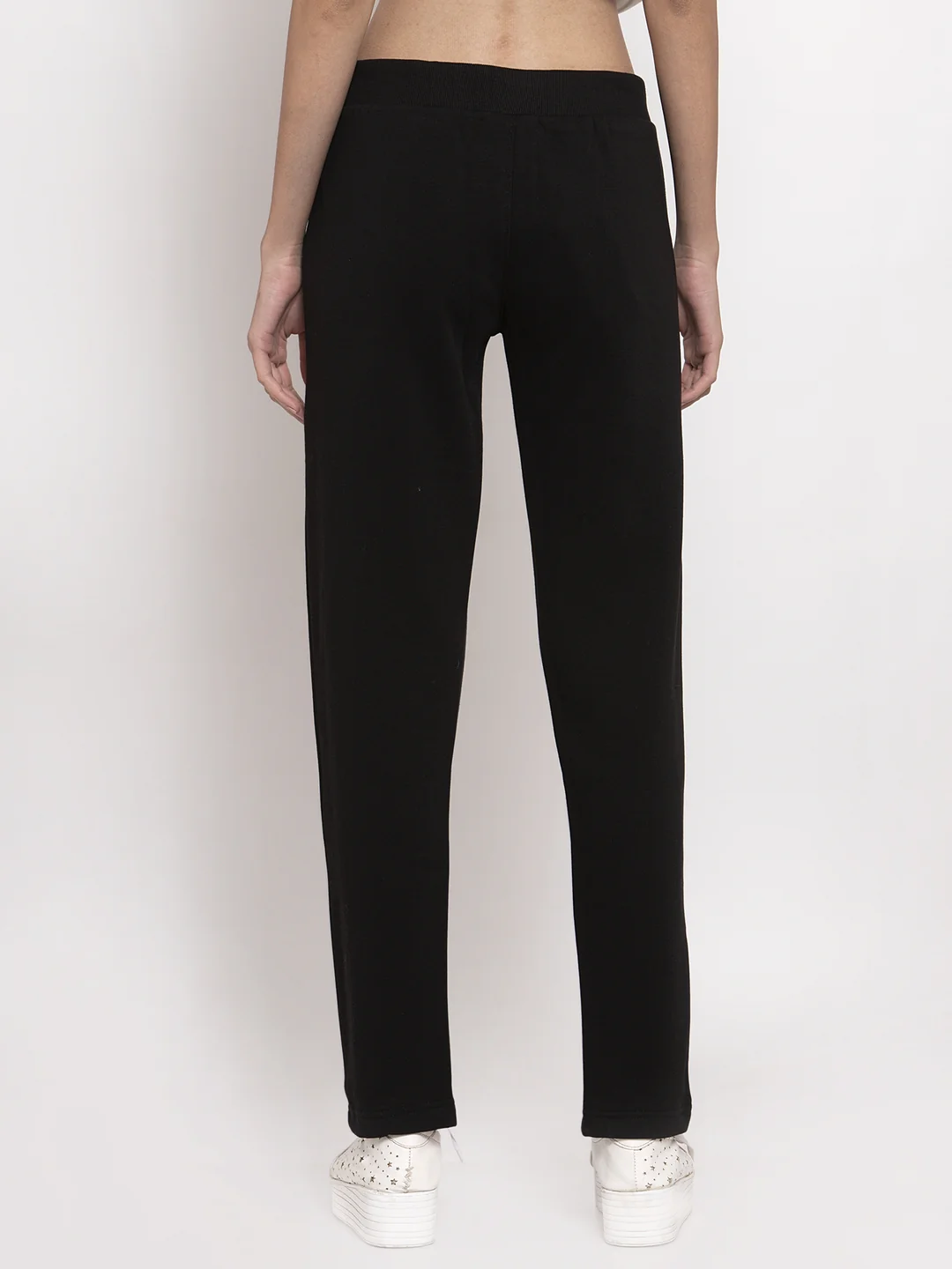 Black Solid Cotton Blend Regular Fit Lower - Image 3