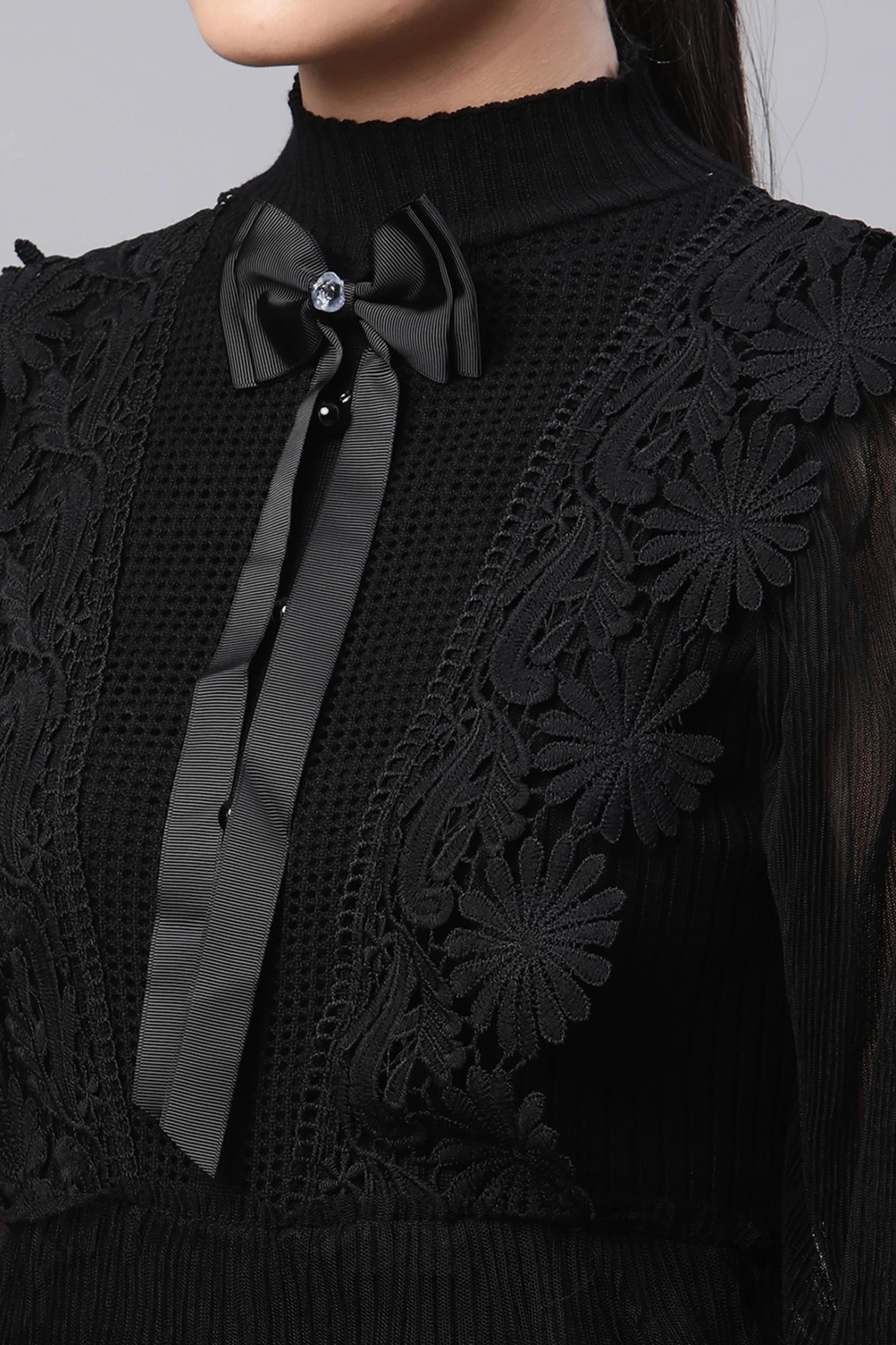 Black Regular Fit Viscose Dress - Image 5