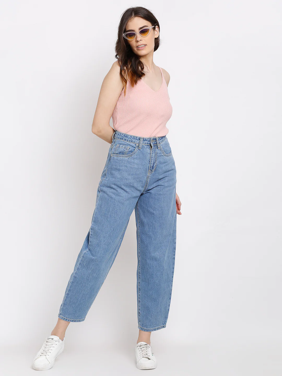 Women Blue Baggy Full Length Jeans - Image 4