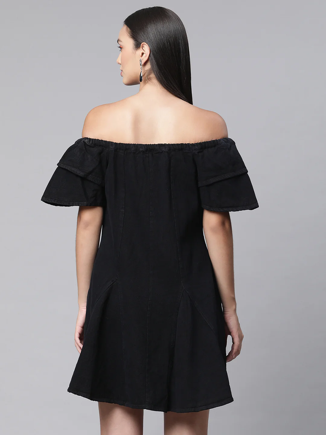 Women Dark Blue Denim Dress - Image 7