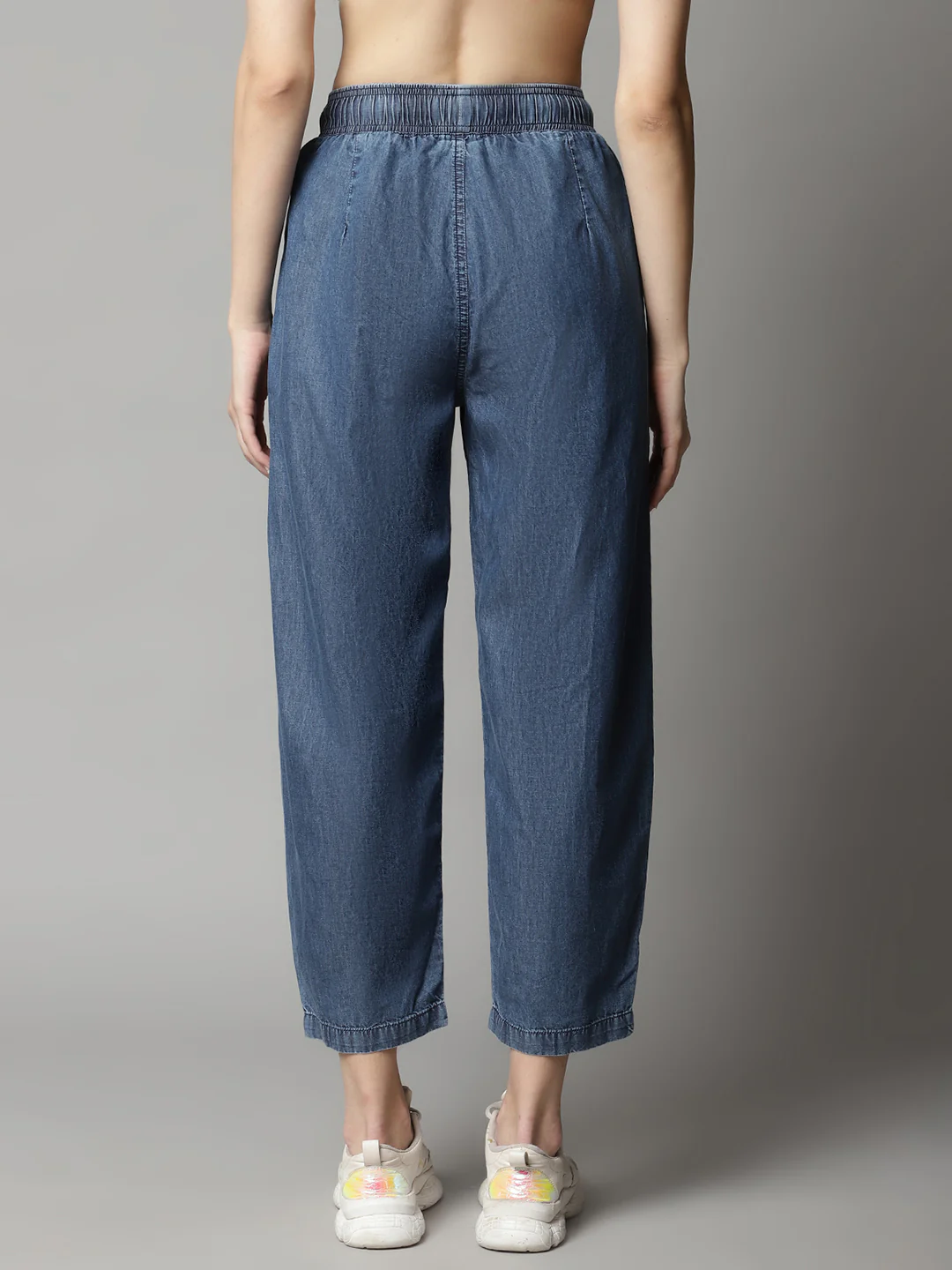 Blue Cotton Blend Ankle Length Loose-Fit Lower - Image 3