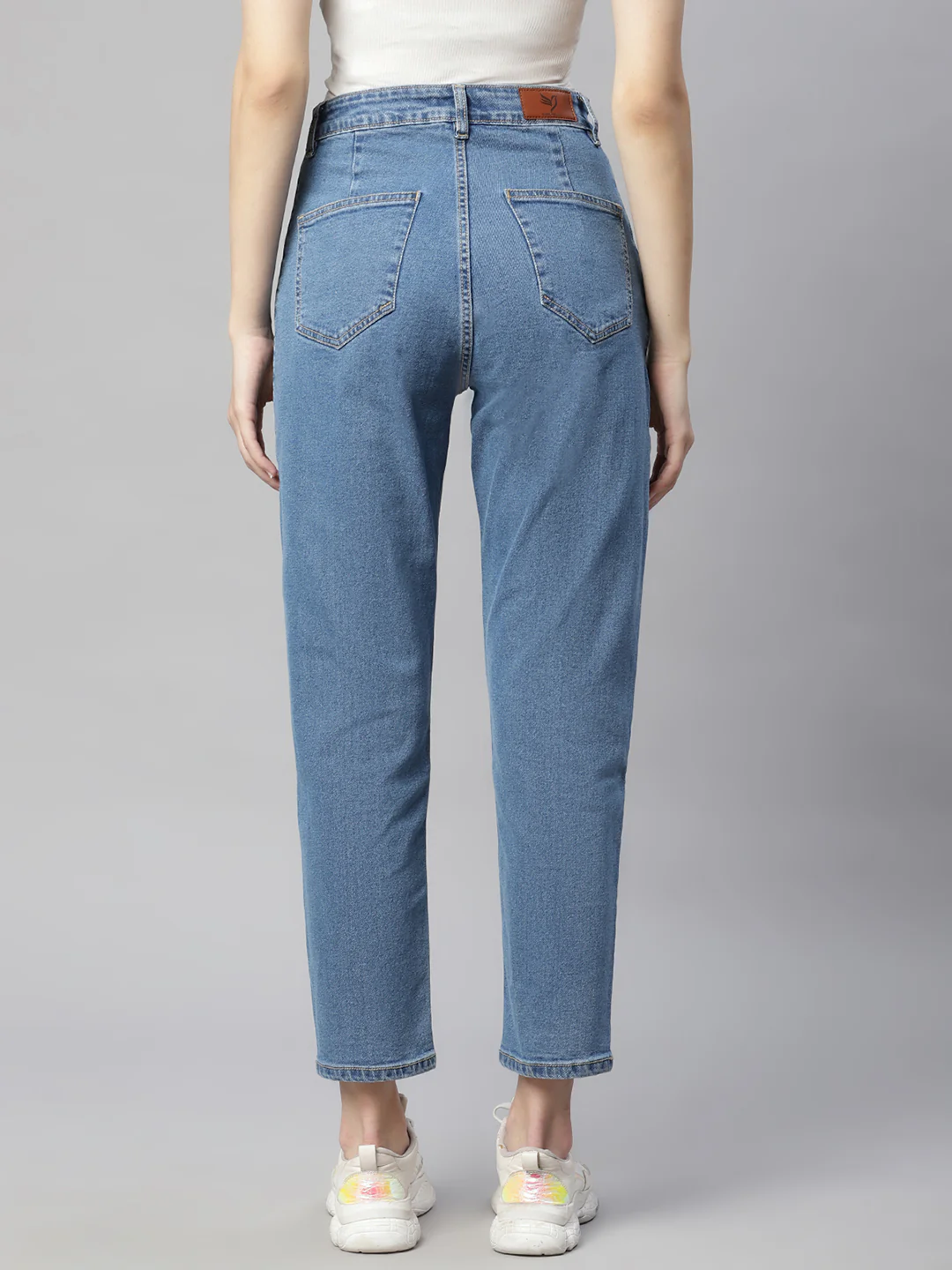 Women Blue Cotton Blend Regular Fit Jeans - Image 3
