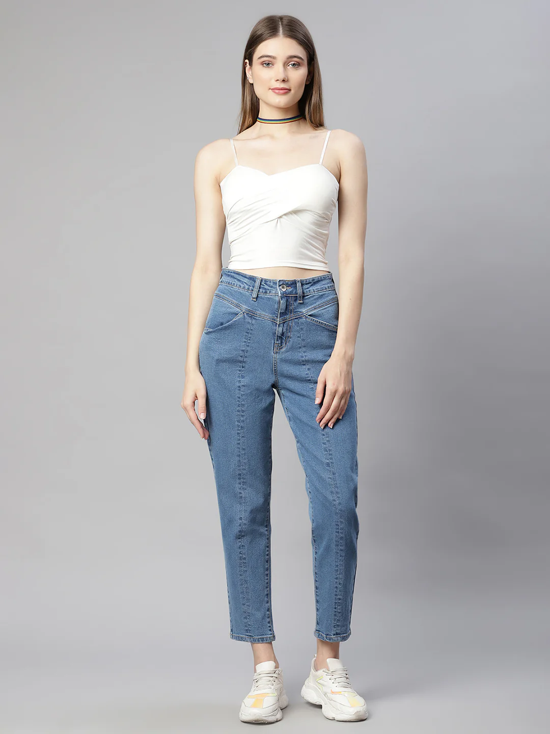 Women Blue Cotton Blend Regular Fit Jeans - Image 5