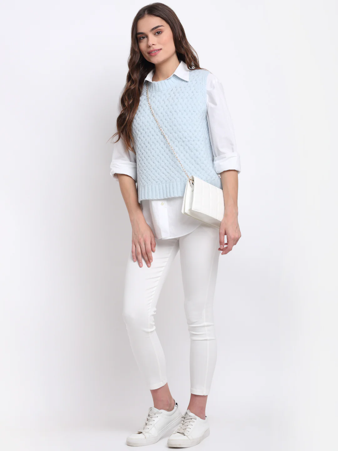 Blue Wool Blend Solid Pullover - Image 4