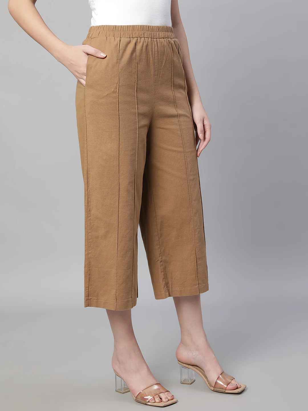 Brown Cotton Culottes - Image 3