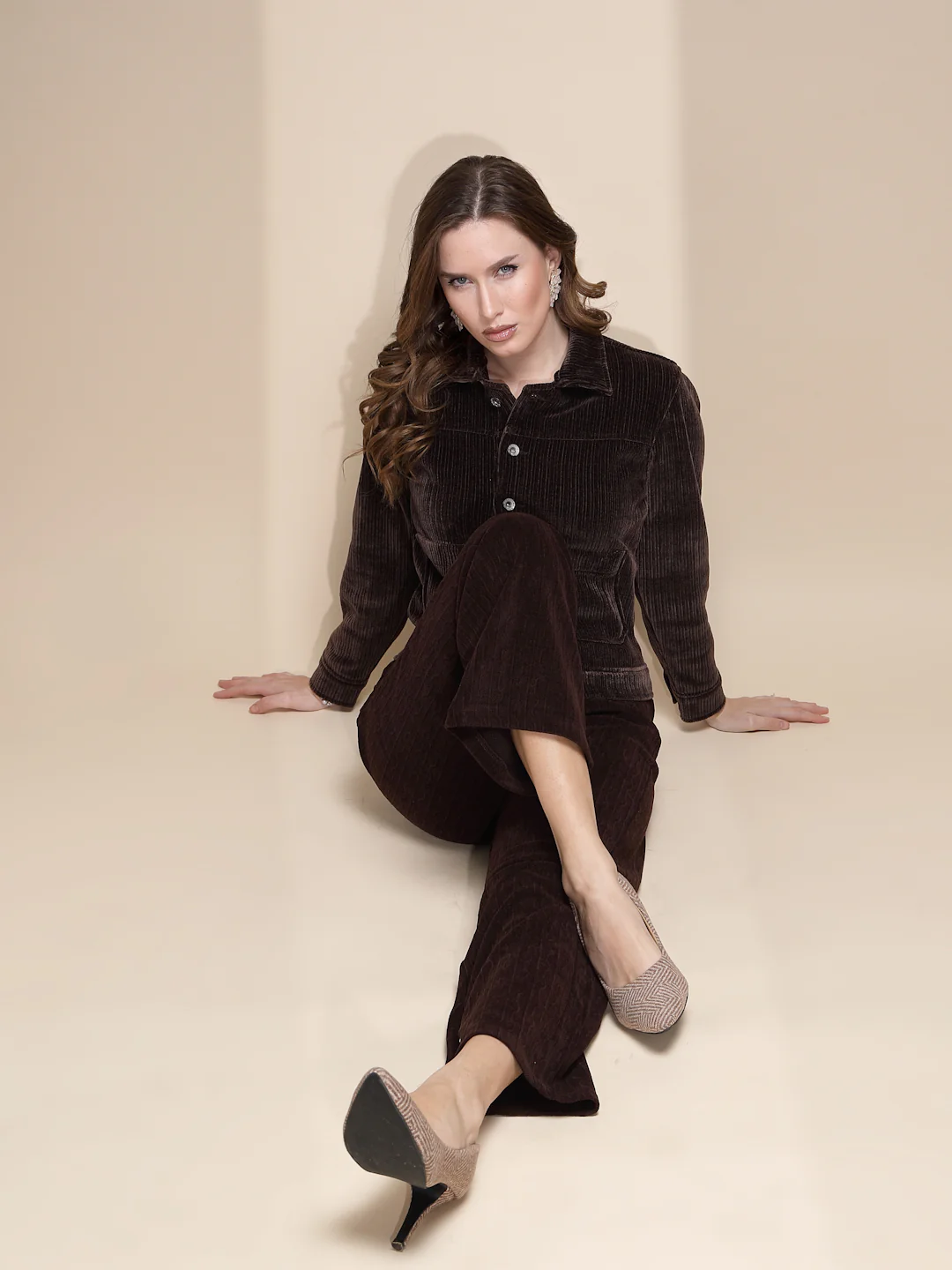 Brown Corduroy Solid Jacket - Image 14
